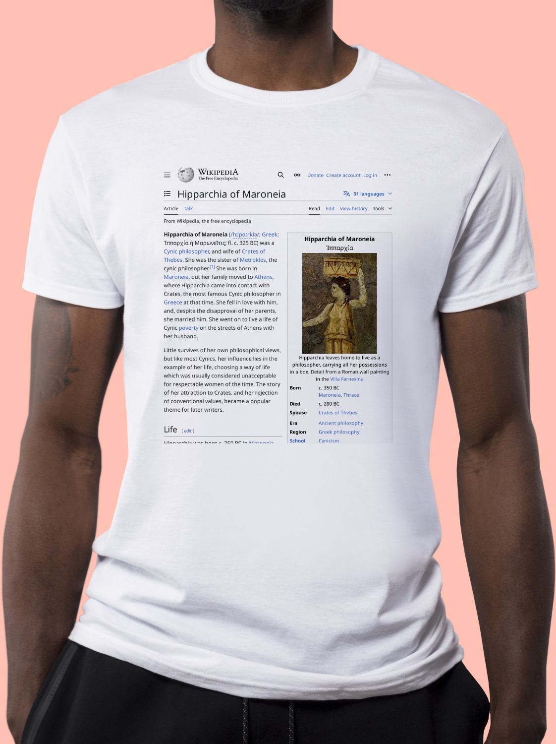 Hipparchia_of_Maroneia Wikipedia Shirt