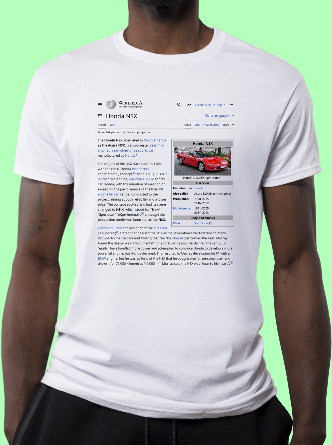 Honda_NSX Wikipedia Shirt