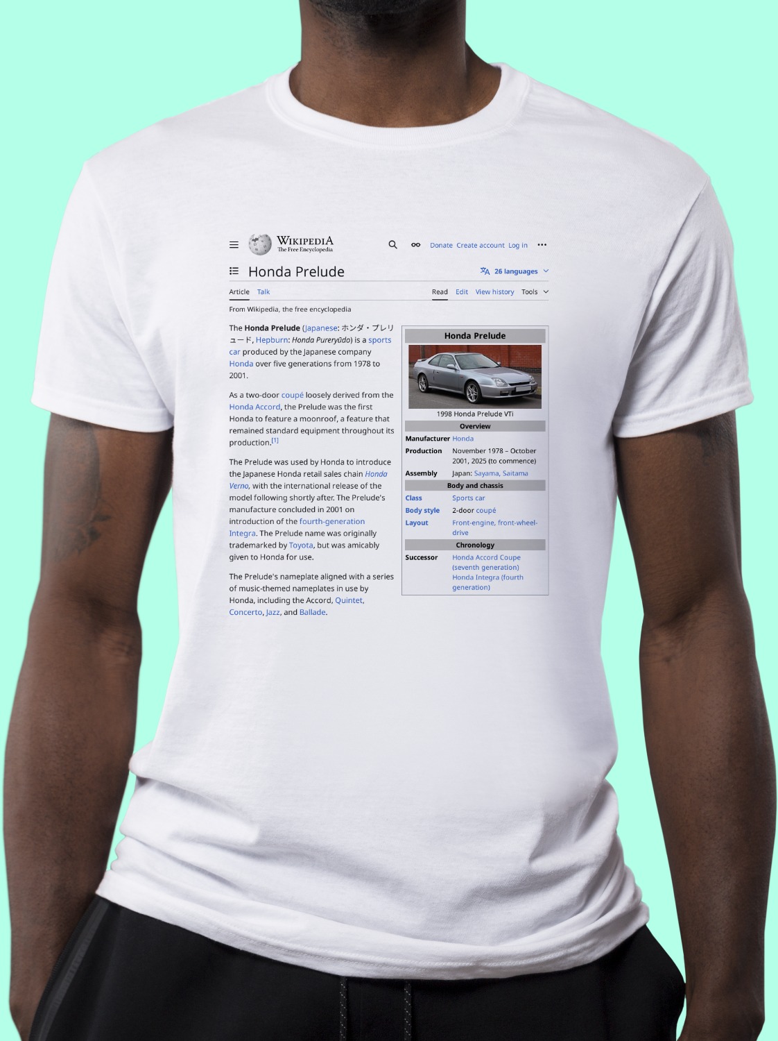 Honda_Prelude Wikipedia Shirt