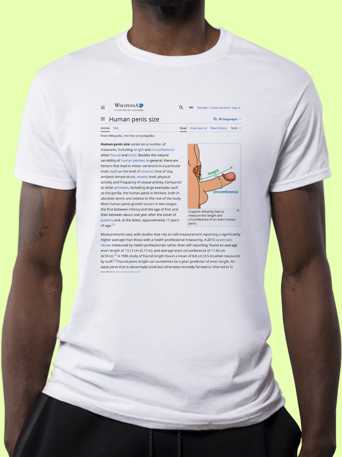 Human Penis Size Wikipedia T Shirt Human penis size wikipedia t shirt