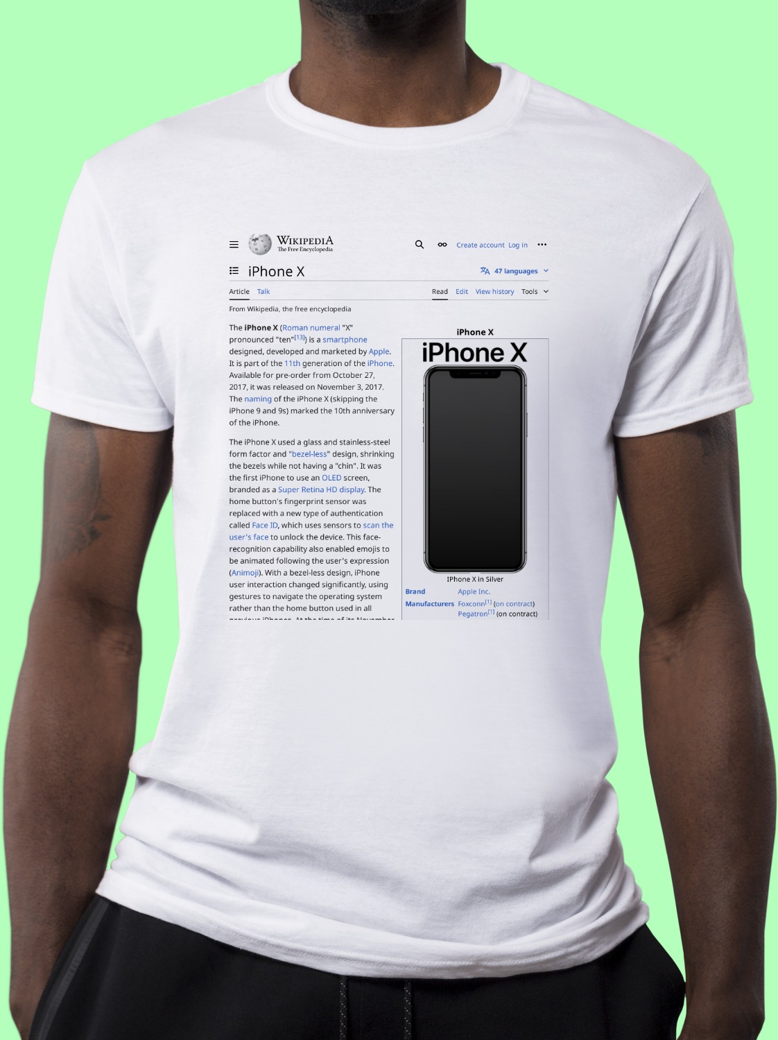 IPhone_X Wikipedia Shirt