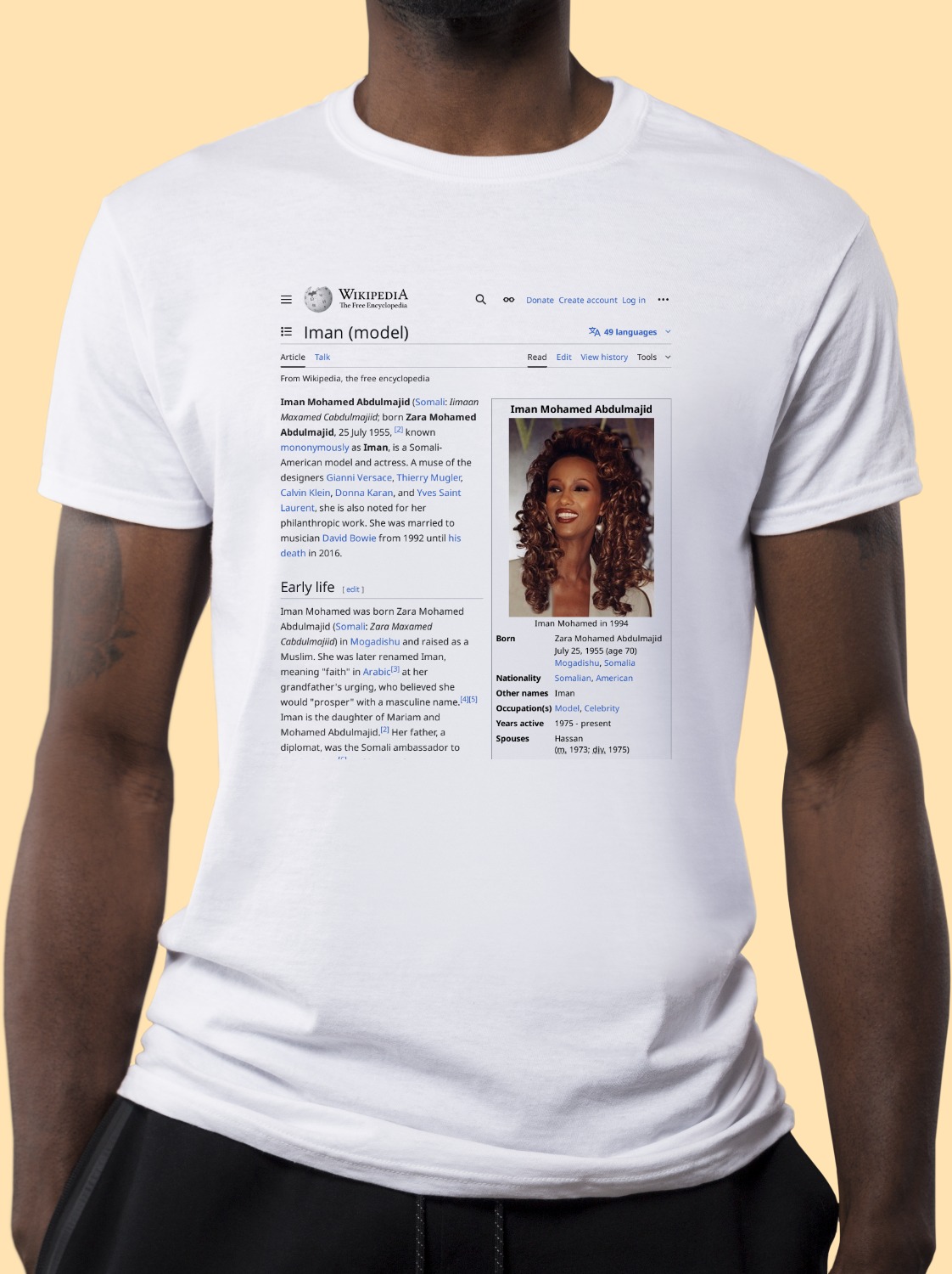 Iman_(model) Wikipedia Shirt