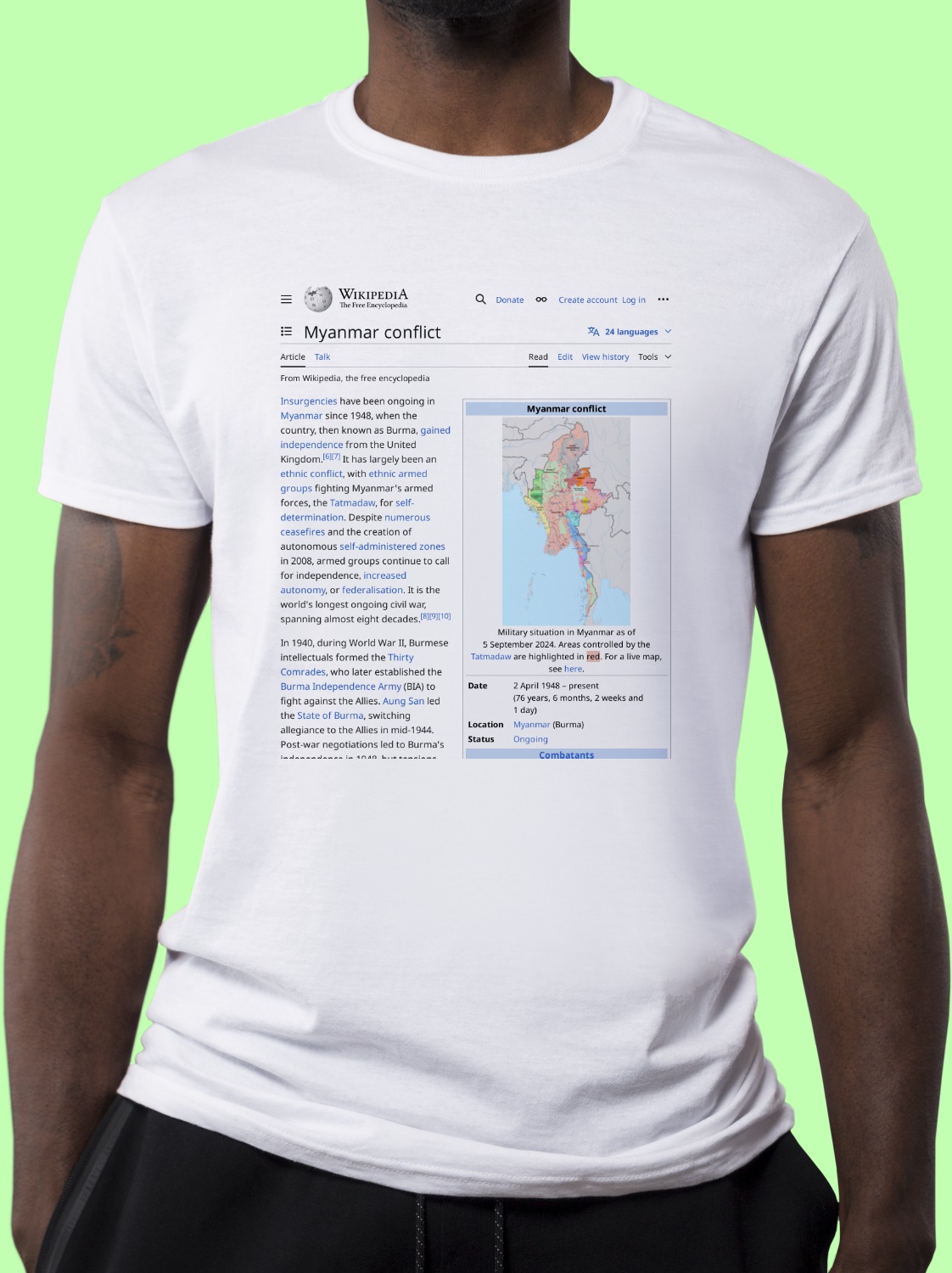 Internal_conflict_in_Myanmar Wikipedia Shirt