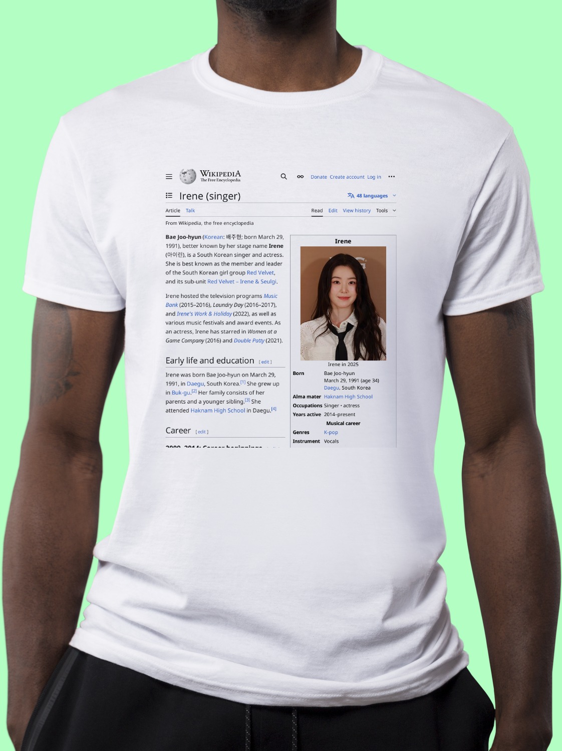 Irene_(singer) Wikipedia Shirt