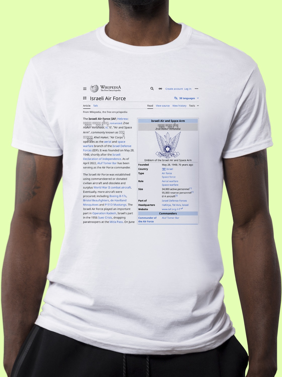 Israeli_Air_Force Wikipedia Shirt