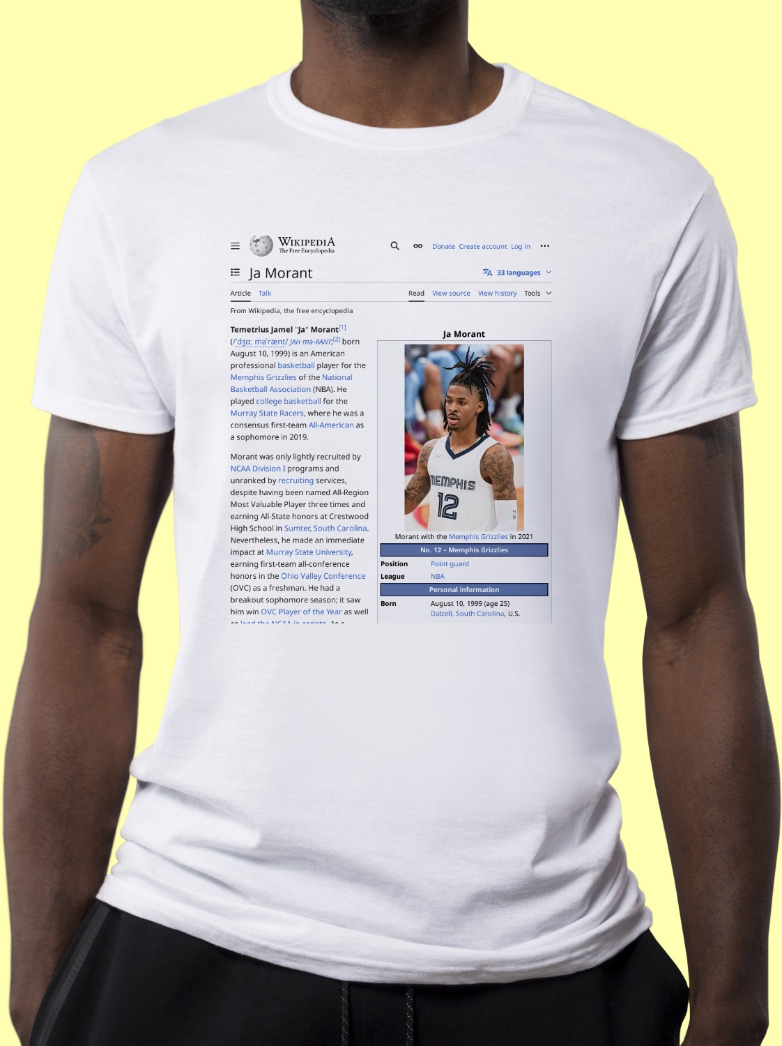 Ja_Morant Wikipedia Shirt