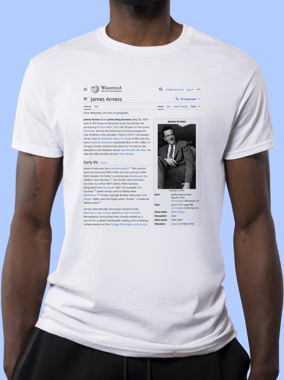 James_Arness Wikipedia Shirt