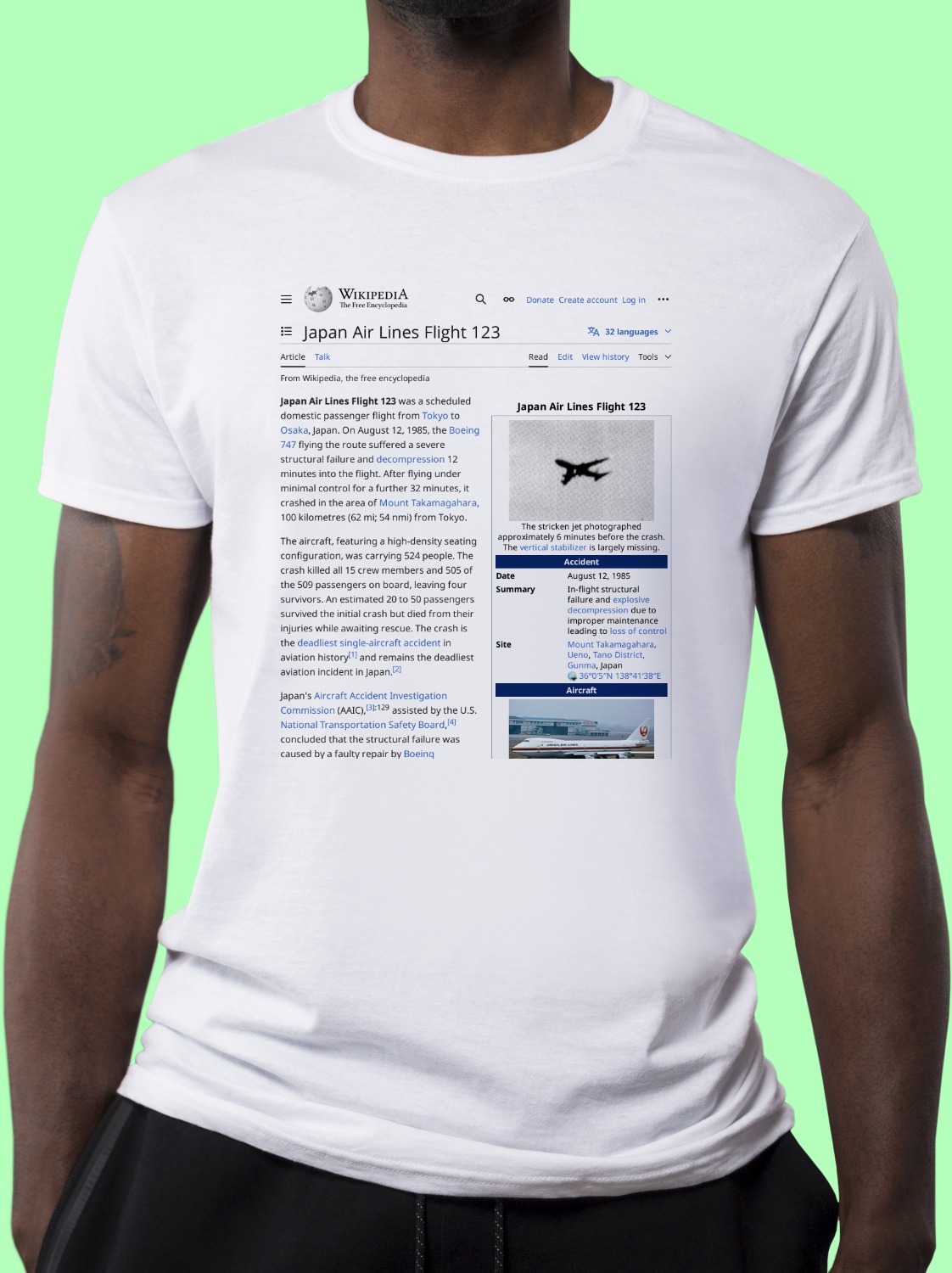 Japan_Airlines_Flight_123 Wikipedia Shirt