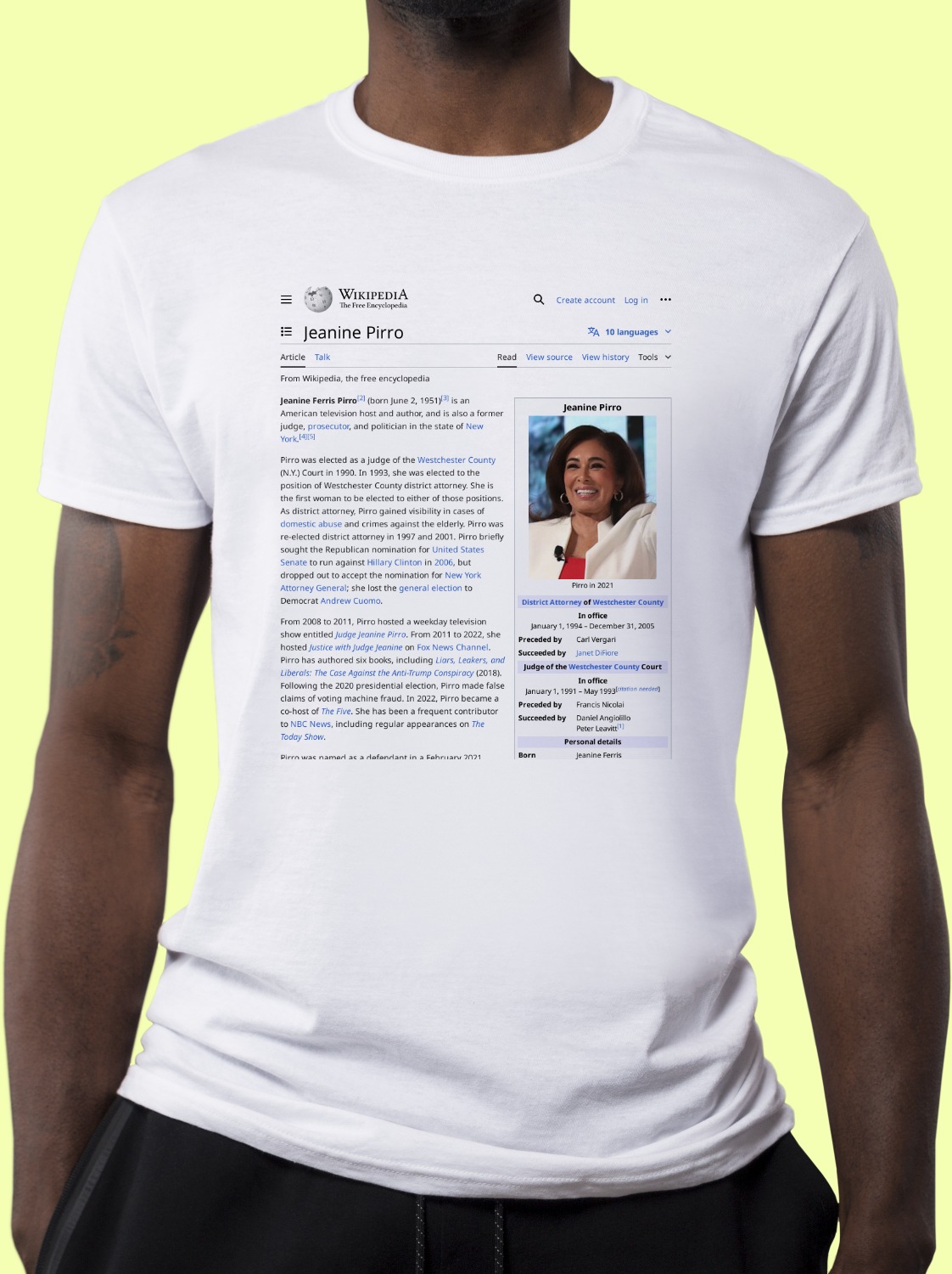 Jeanine_Pirro Wikipedia Shirt