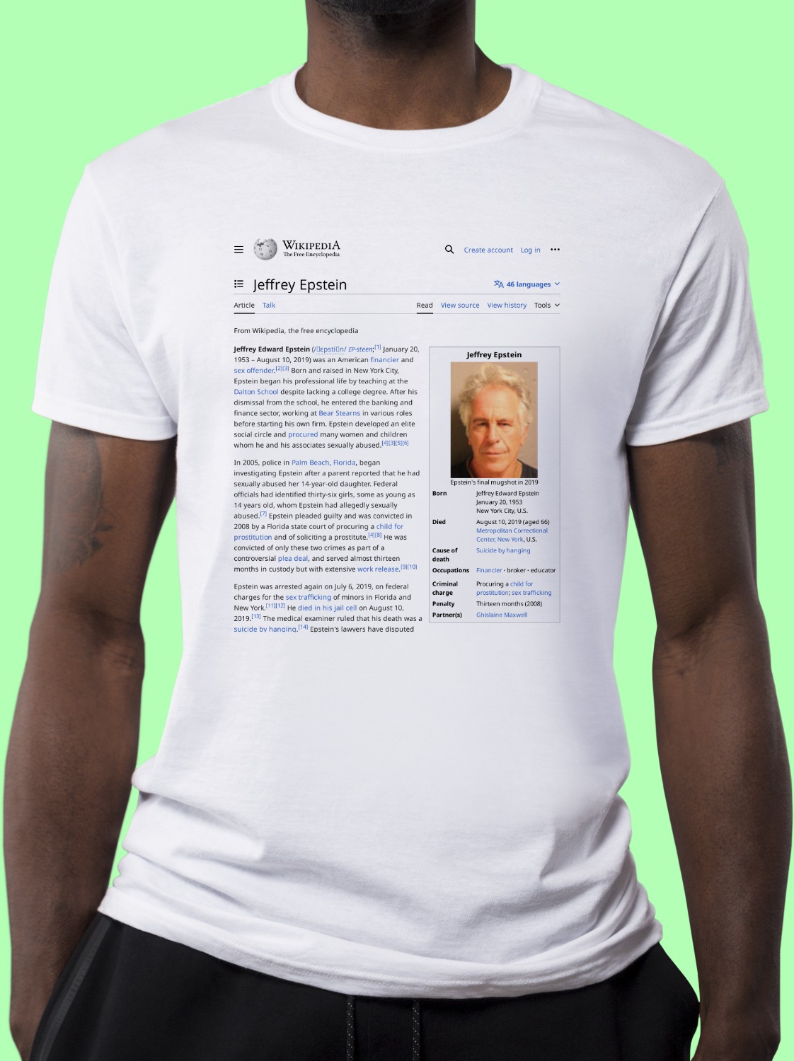 Jeffrey_Epstein Wikipedia Shirt