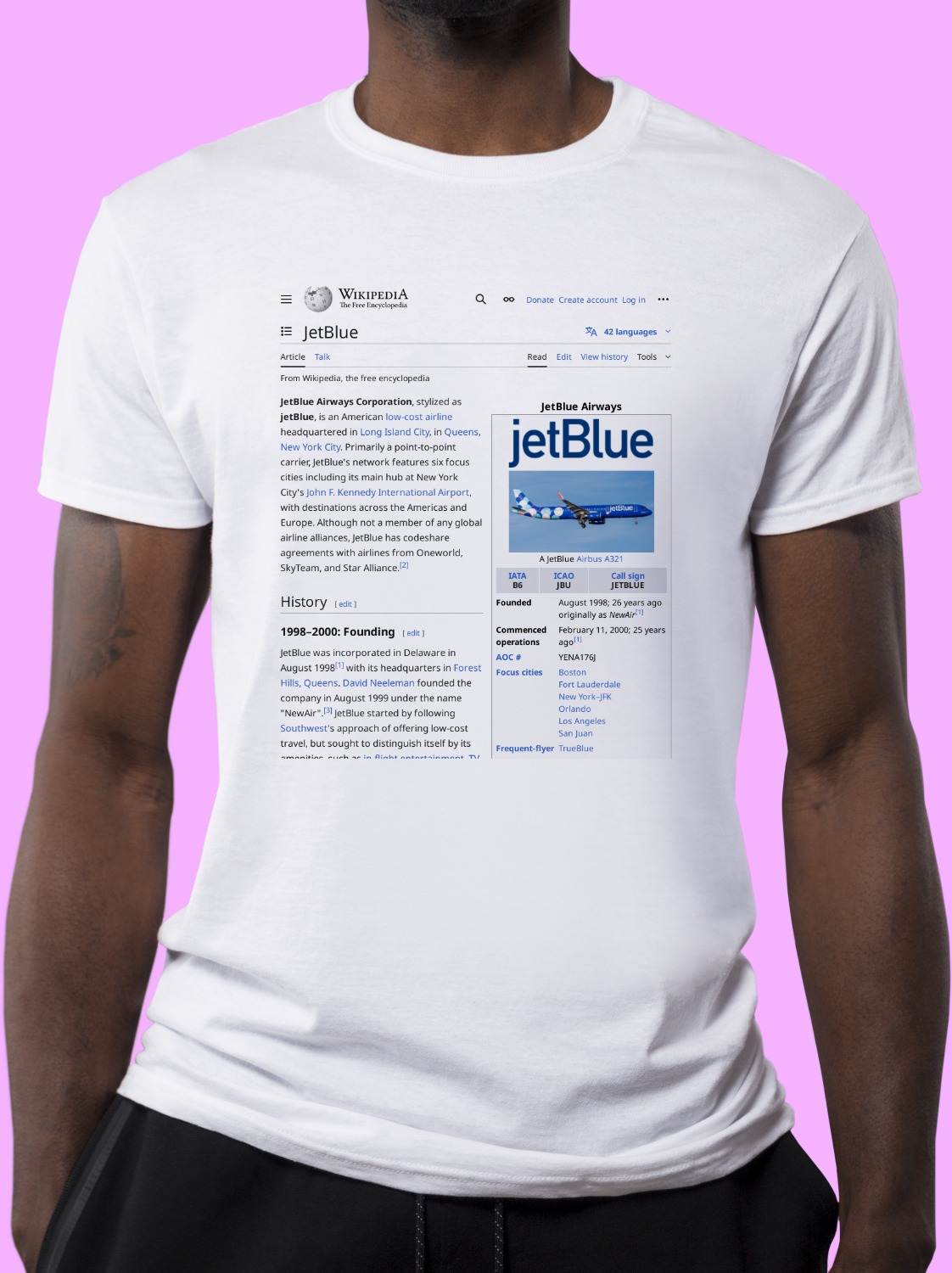 JetBlue Wikipedia Shirt