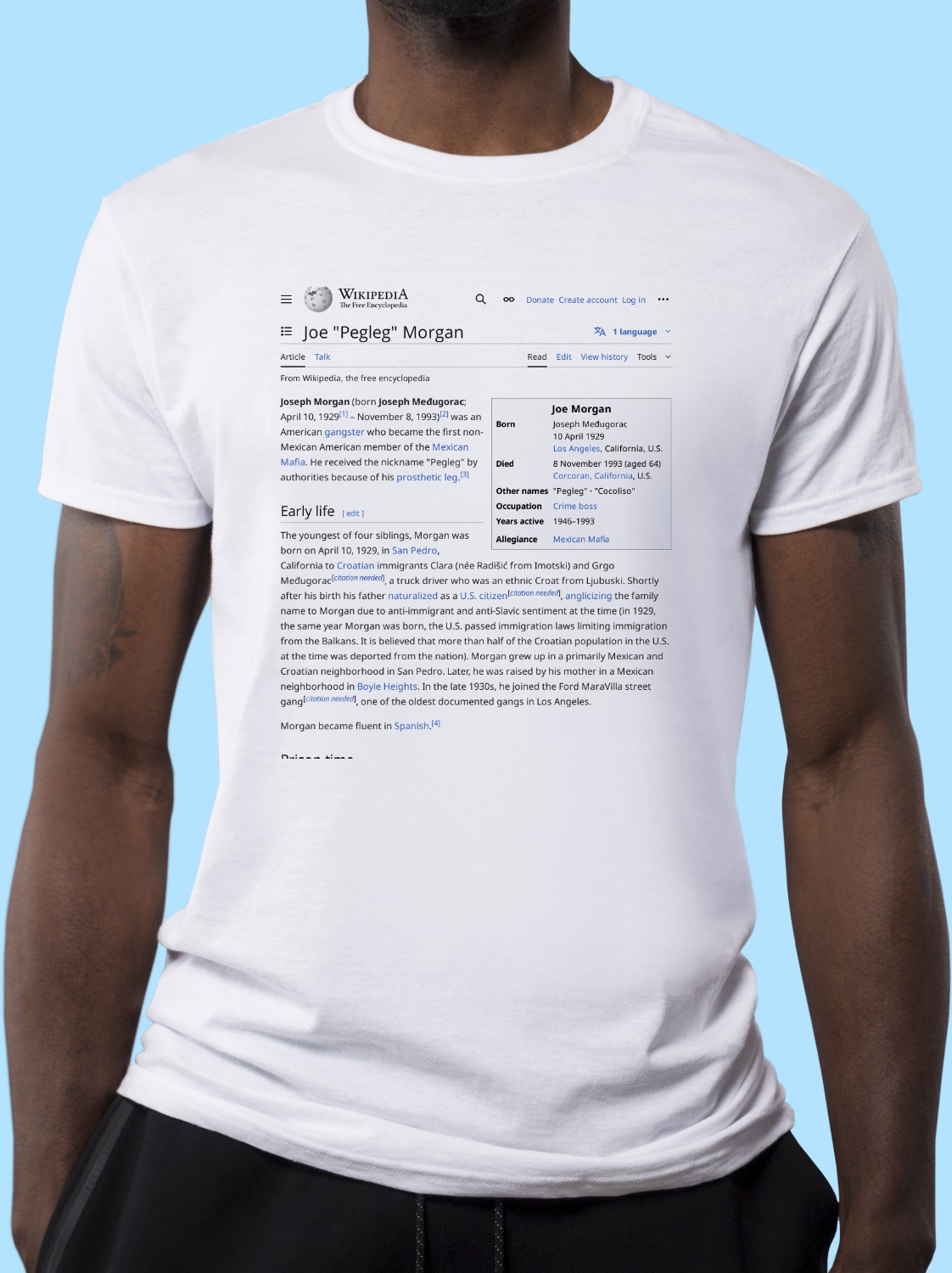Joe_"Pegleg"_Morgan Wikipedia Shirt