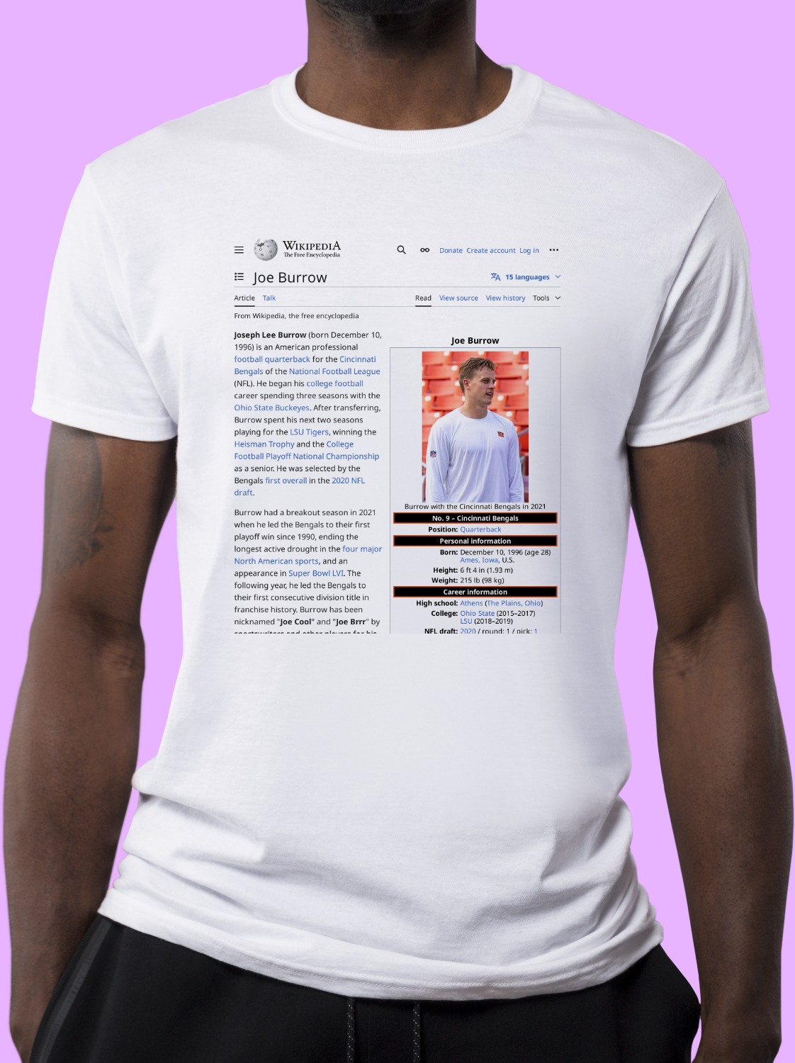 Joe_Burrow Wikipedia Shirt