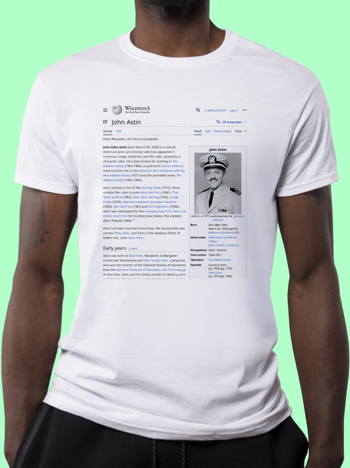 John_Astin Wikipedia Shirt