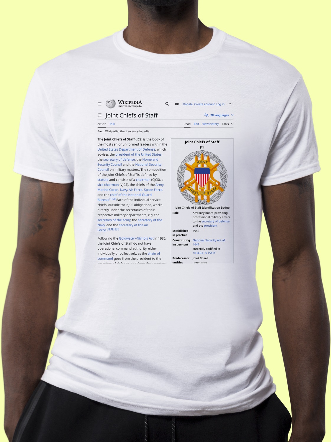 Joint_Chiefs_of_Staff Wikipedia Shirt