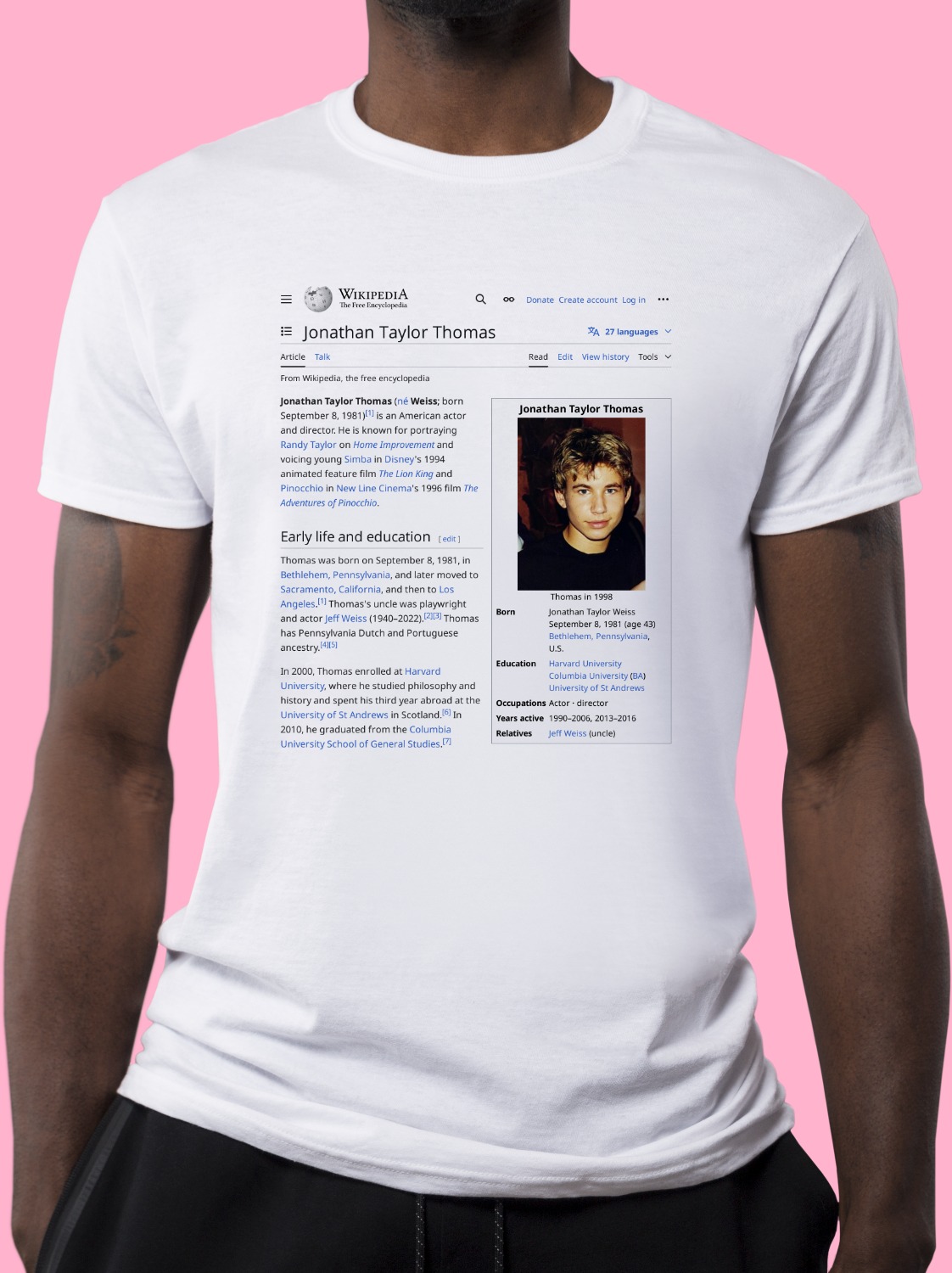 Jonathan_Taylor_Thomas Wikipedia Shirt