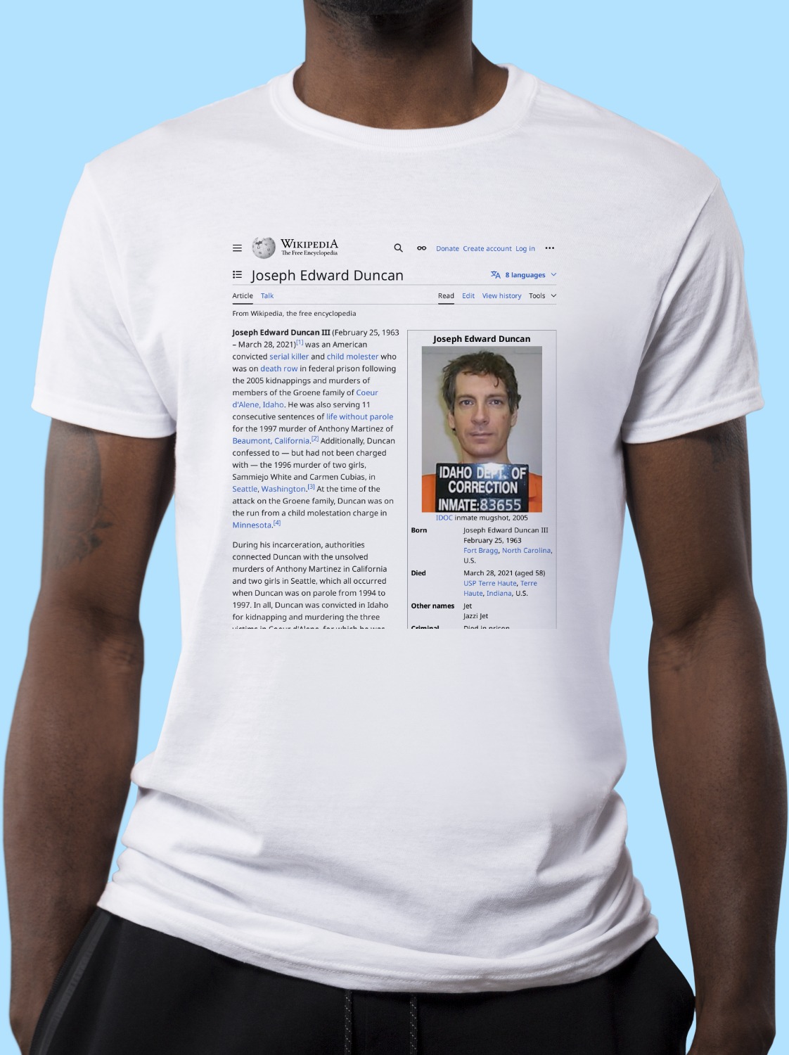 Joseph_Edward_Duncan Wikipedia Shirt