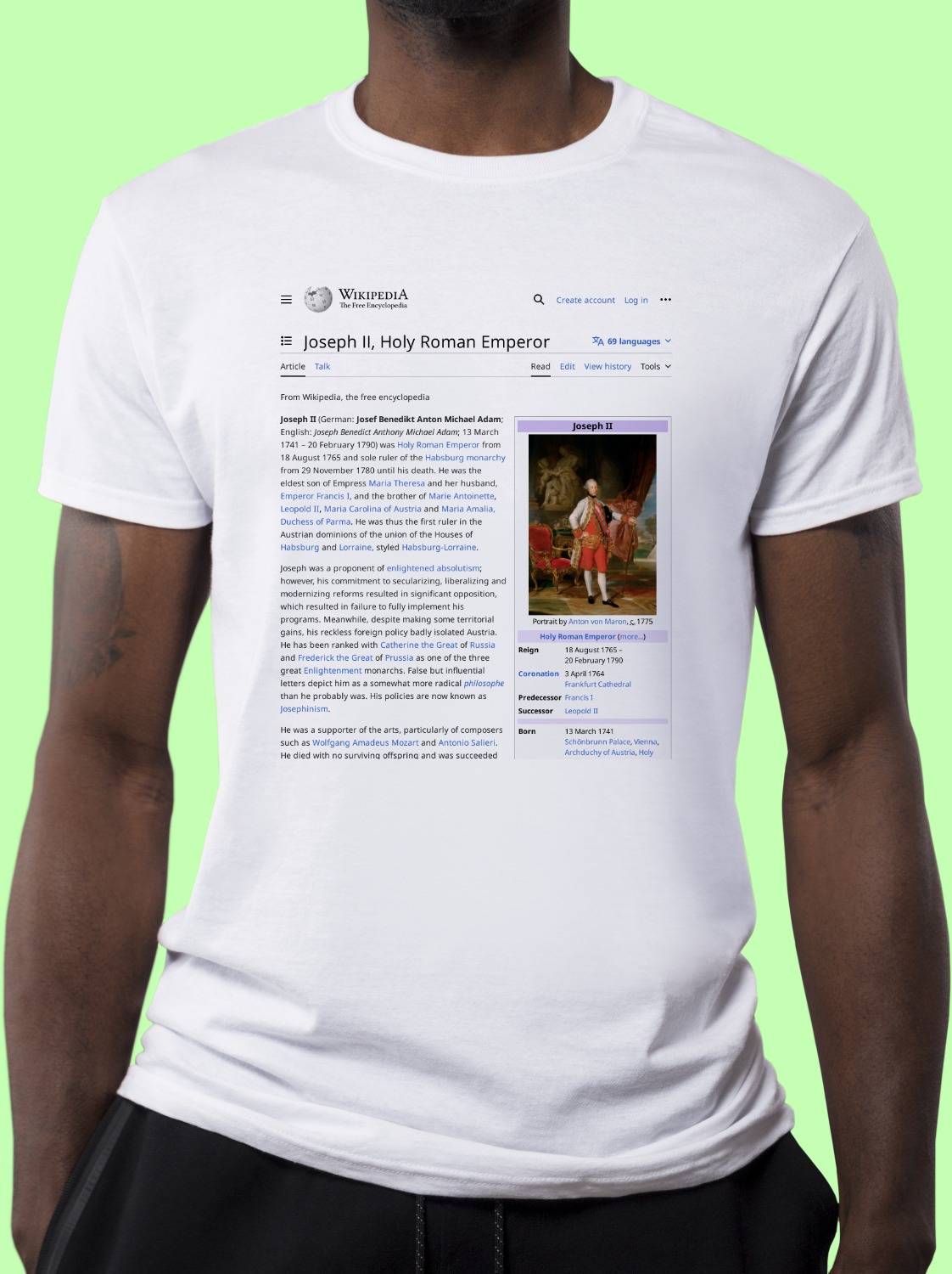 Joseph_II,_Holy_Roman_Emperor Wikipedia Shirt