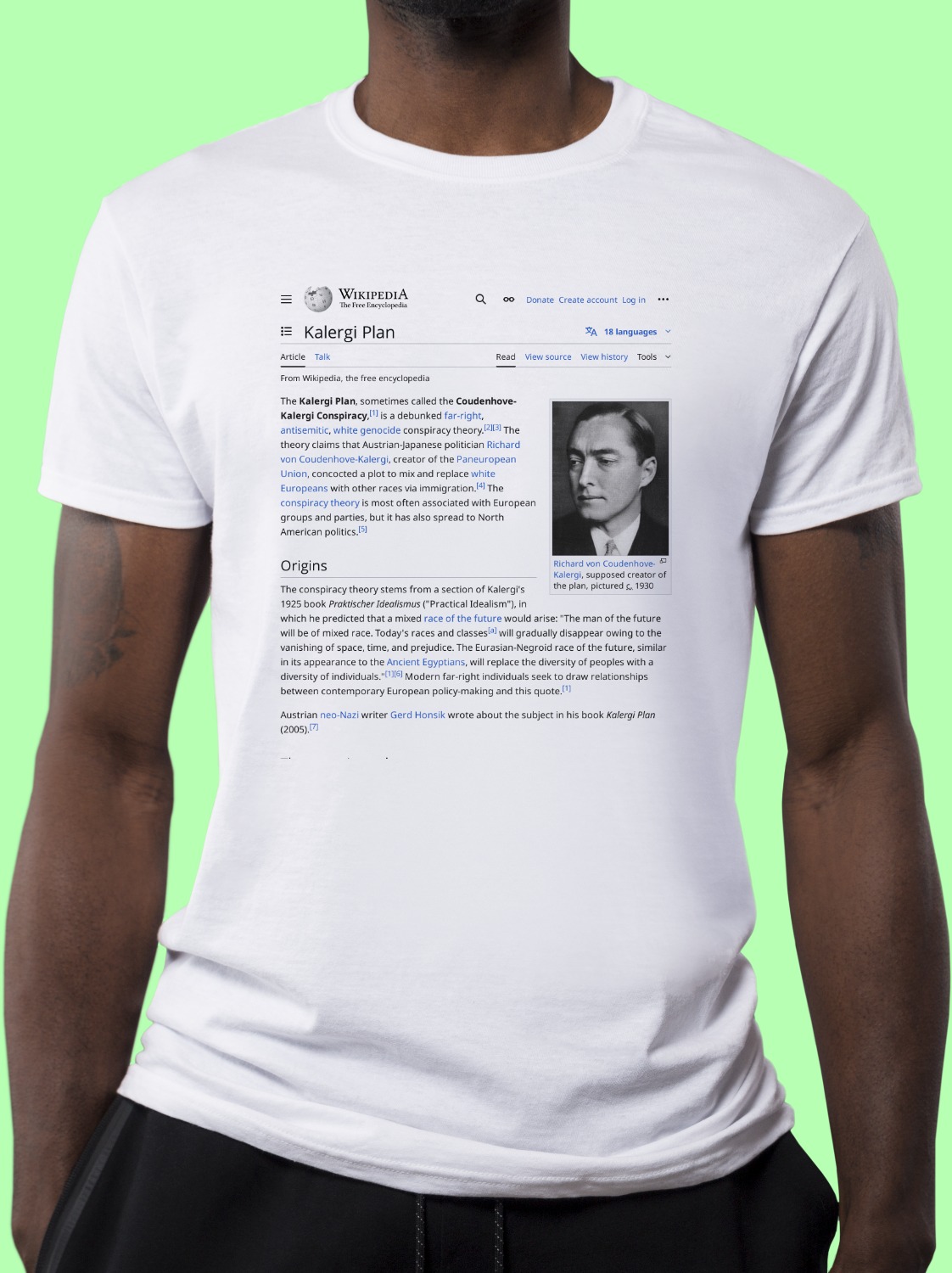 Kalergi plan Wikipedia Shirt