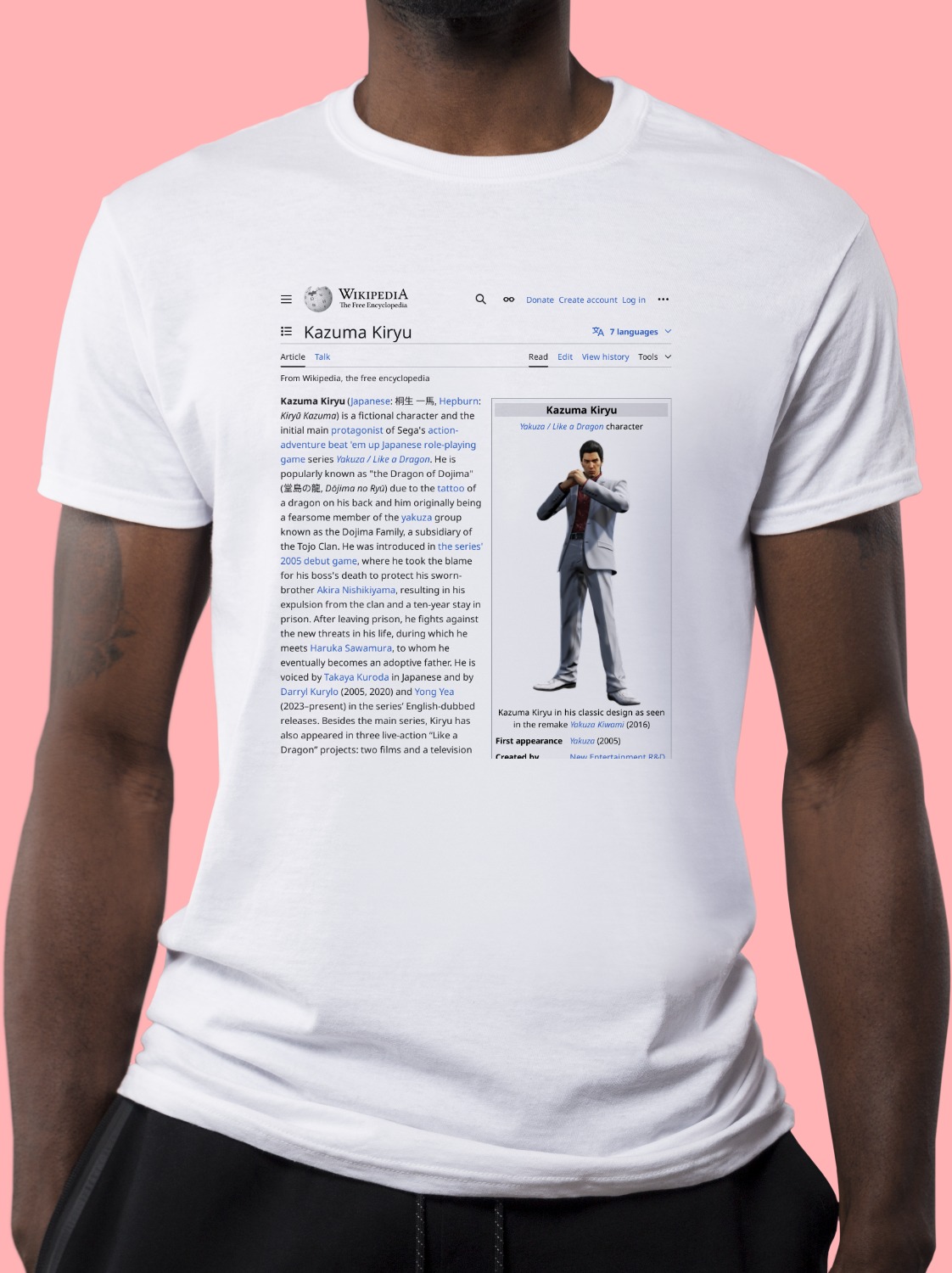 Kazuma_Kiryu Wikipedia Shirt