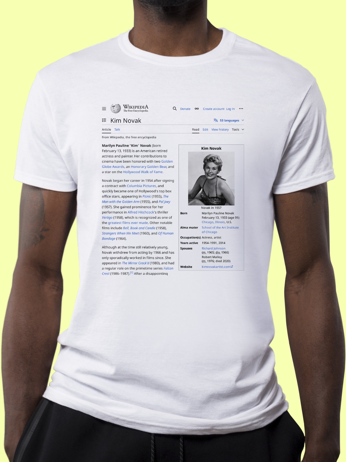 Kim_Novak Wikipedia Shirt