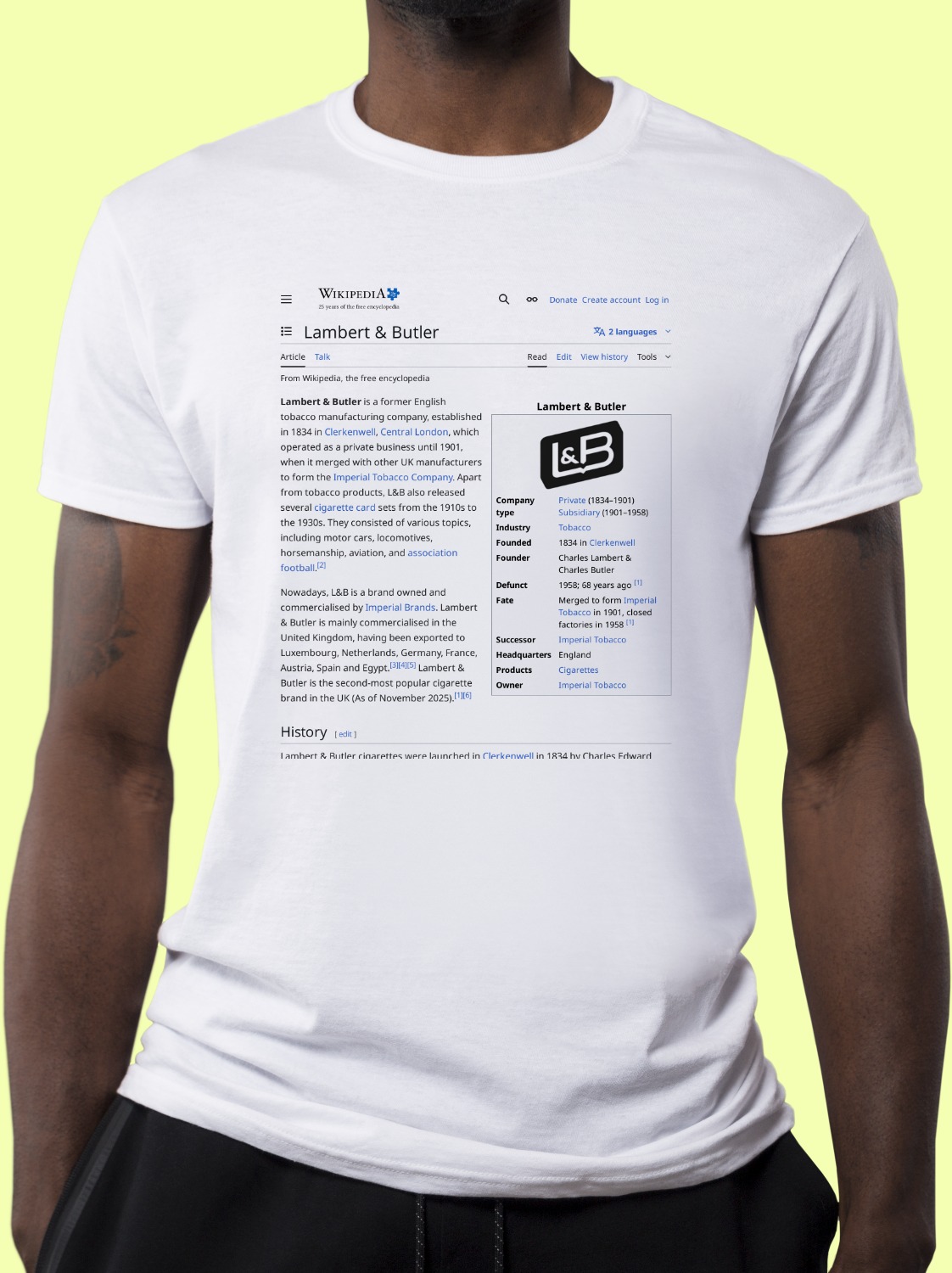 Lambert & Butler Wikipedia T-Shirt
