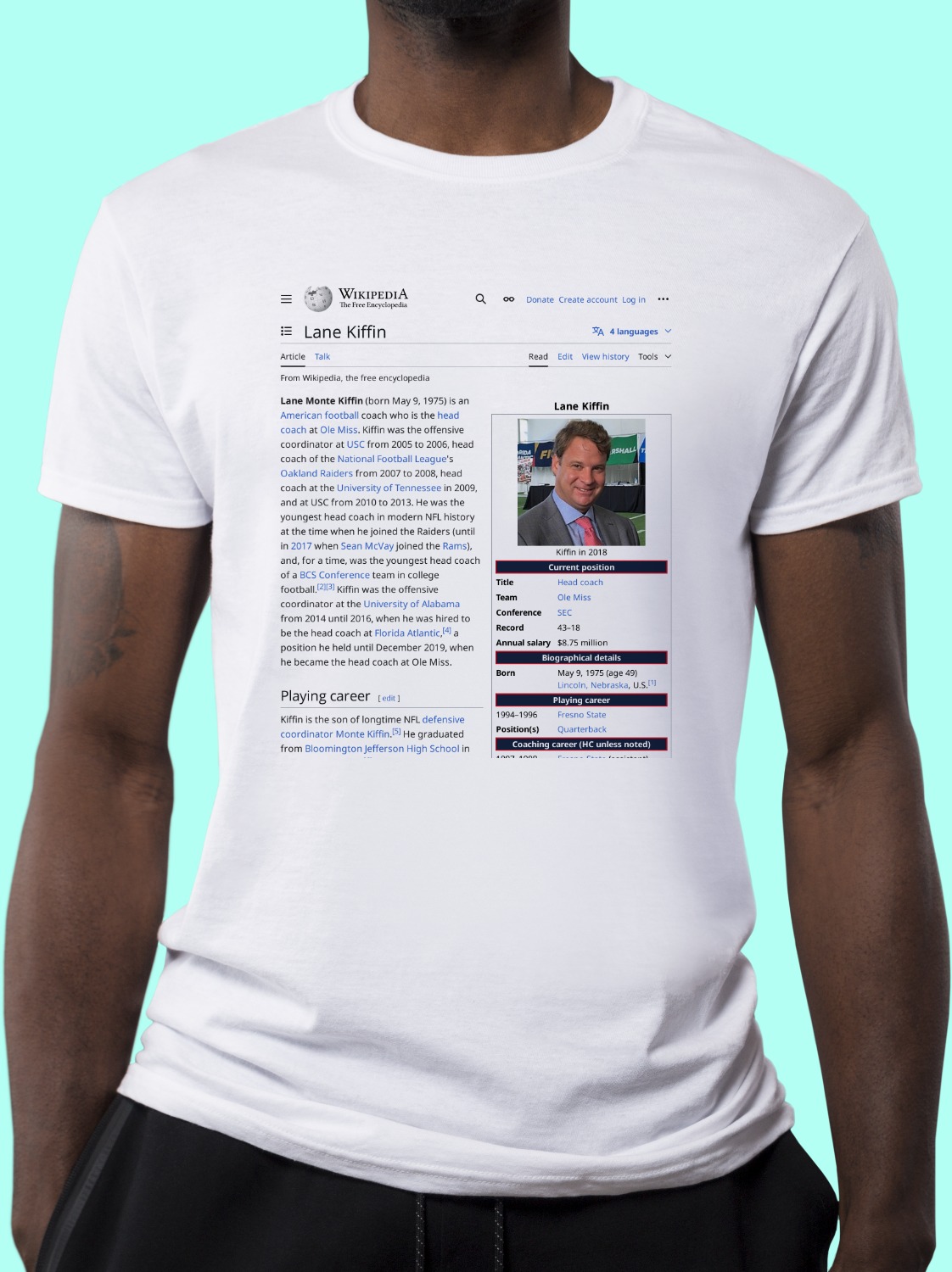 Lane_Kiffin Wikipedia Shirt