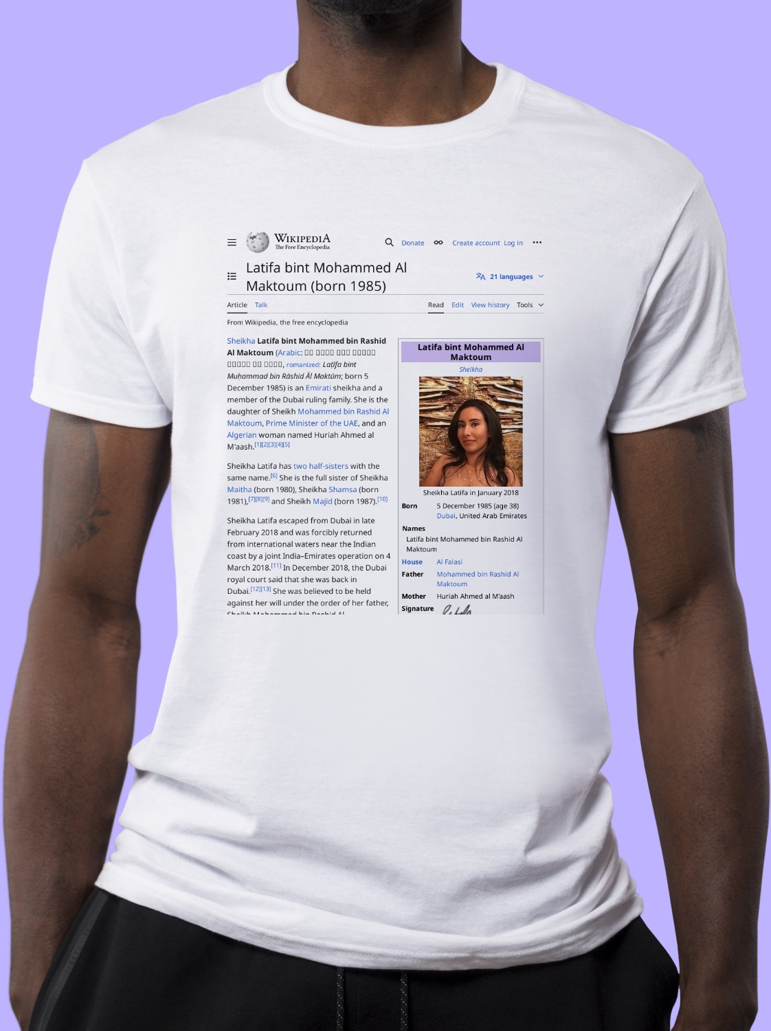 Latifa_bint_Mohammed_Al_Maktoum Wikipedia Shirt