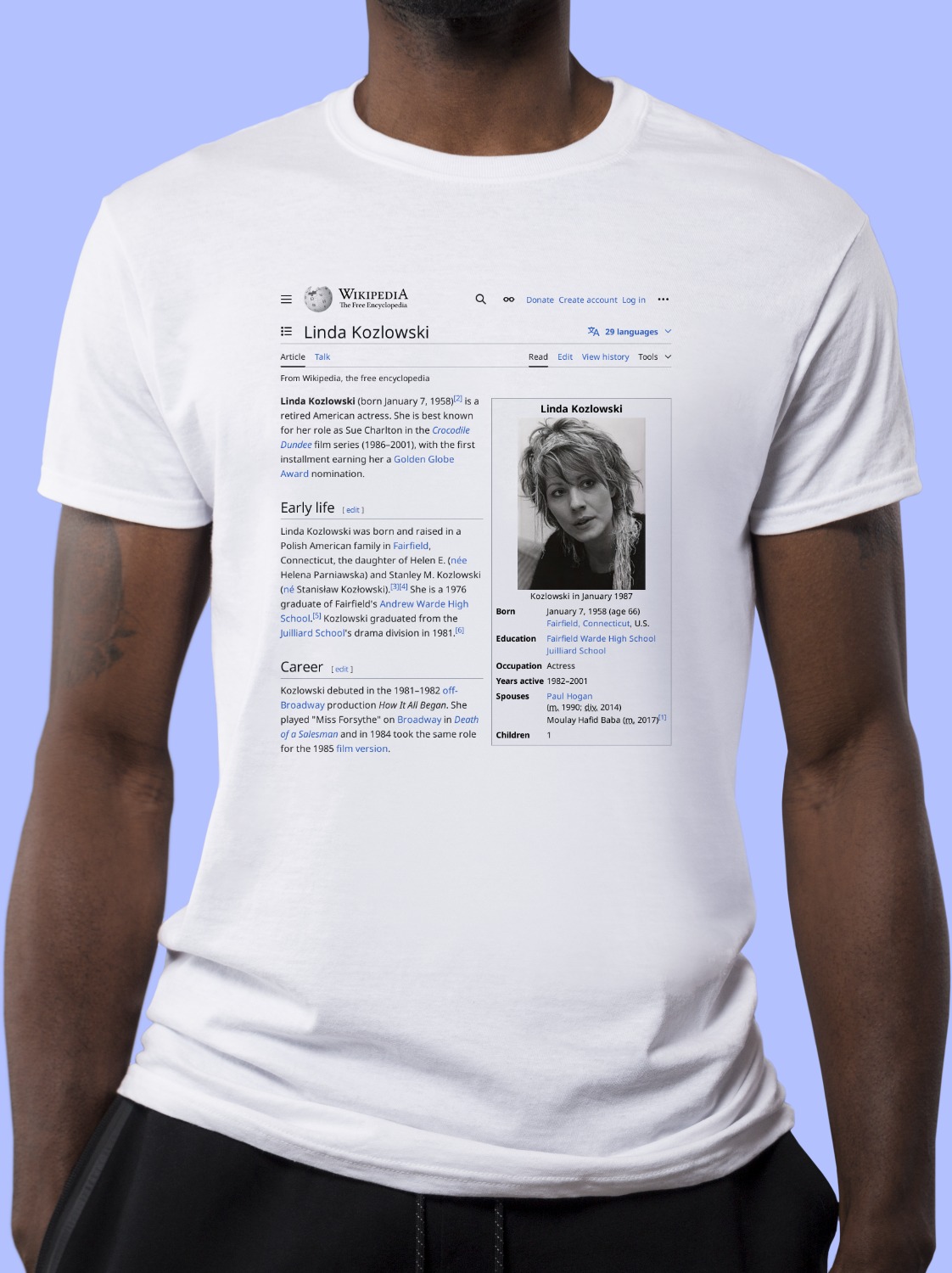 Linda_Kozlowski Wikipedia Shirt