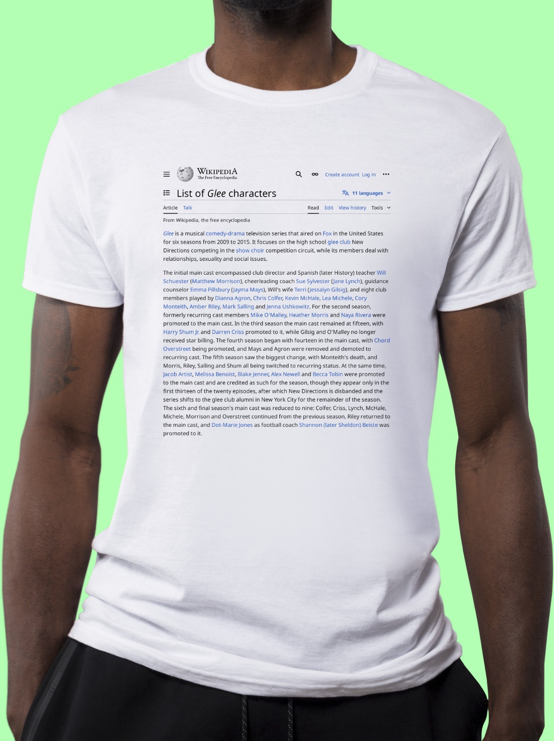 List_of_Glee_characters Wikipedia Shirt