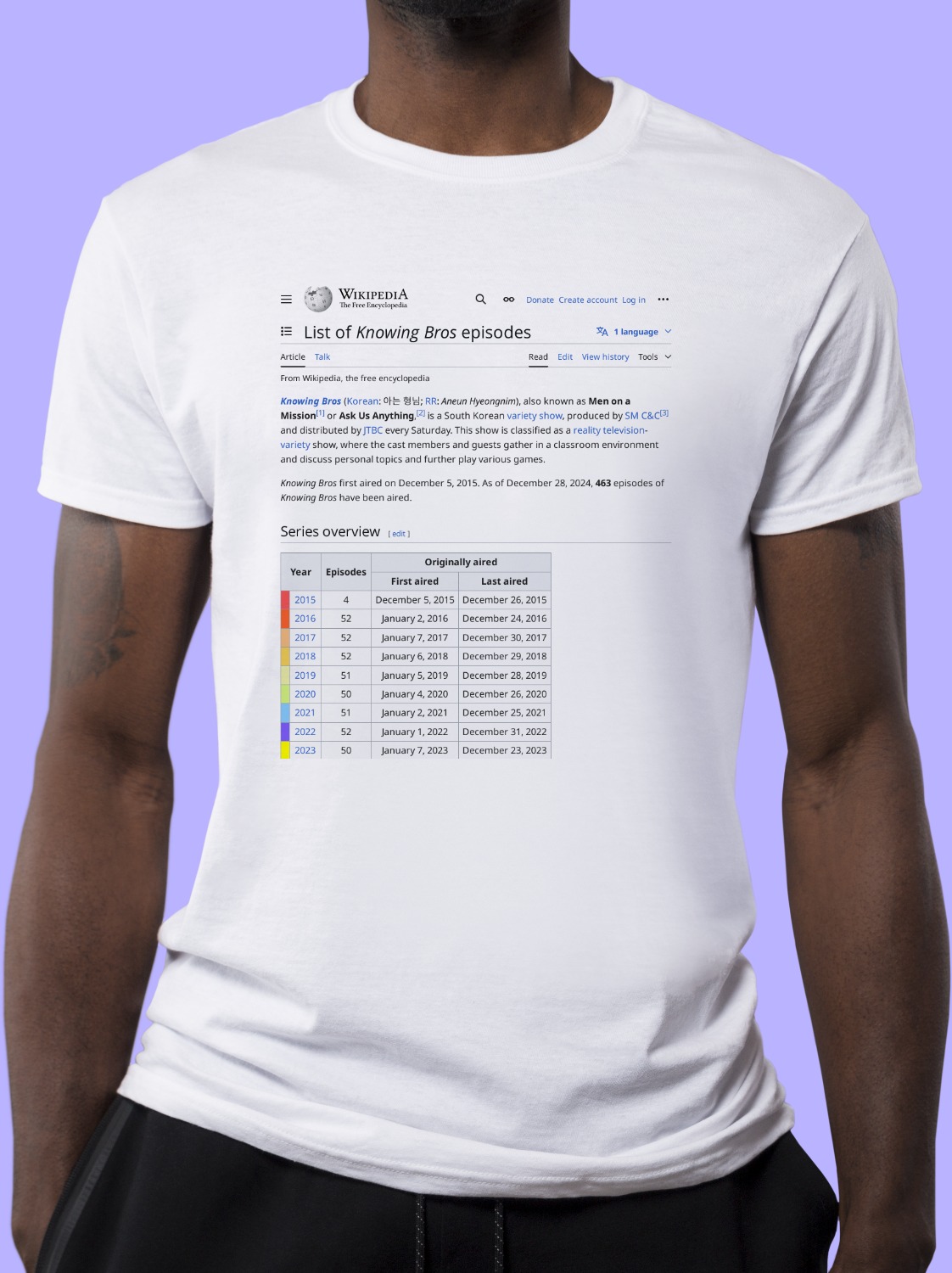 List_of_Knowing_Bros_episodes Wikipedia Shirt