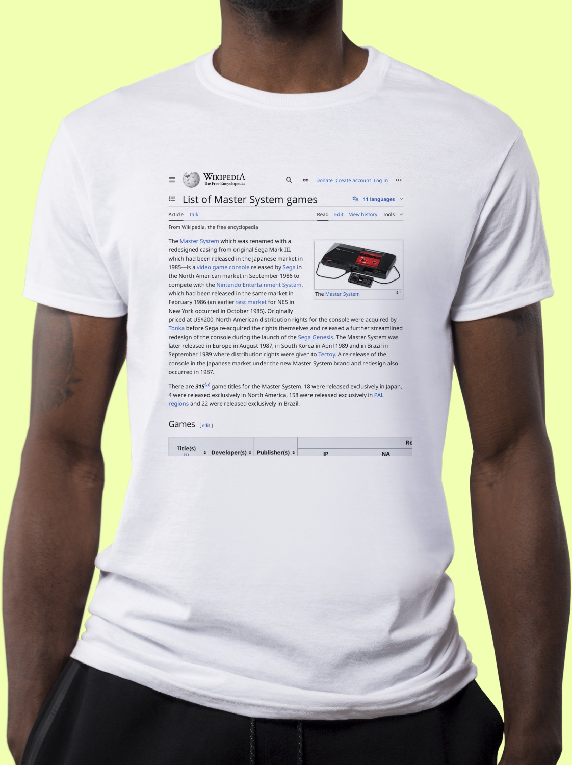 List_of_Master_System_games Wikipedia Shirt