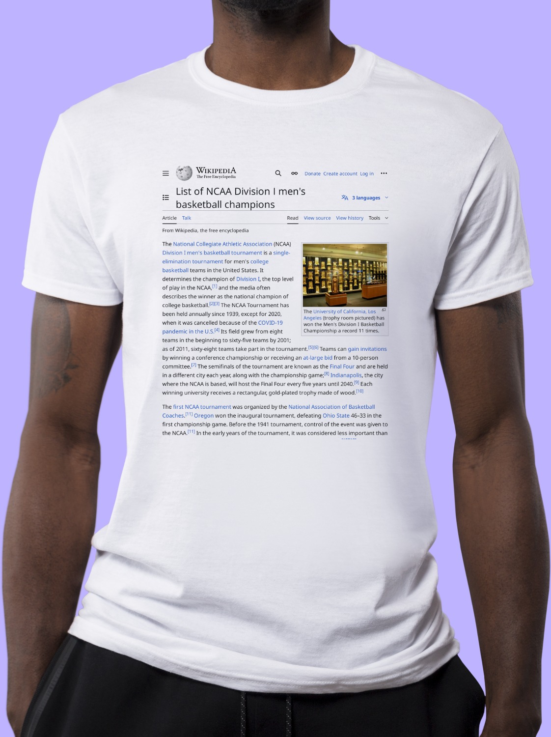 List_of_NCAA_Division_I_men's_basketball_champions Wikipedia Shirt