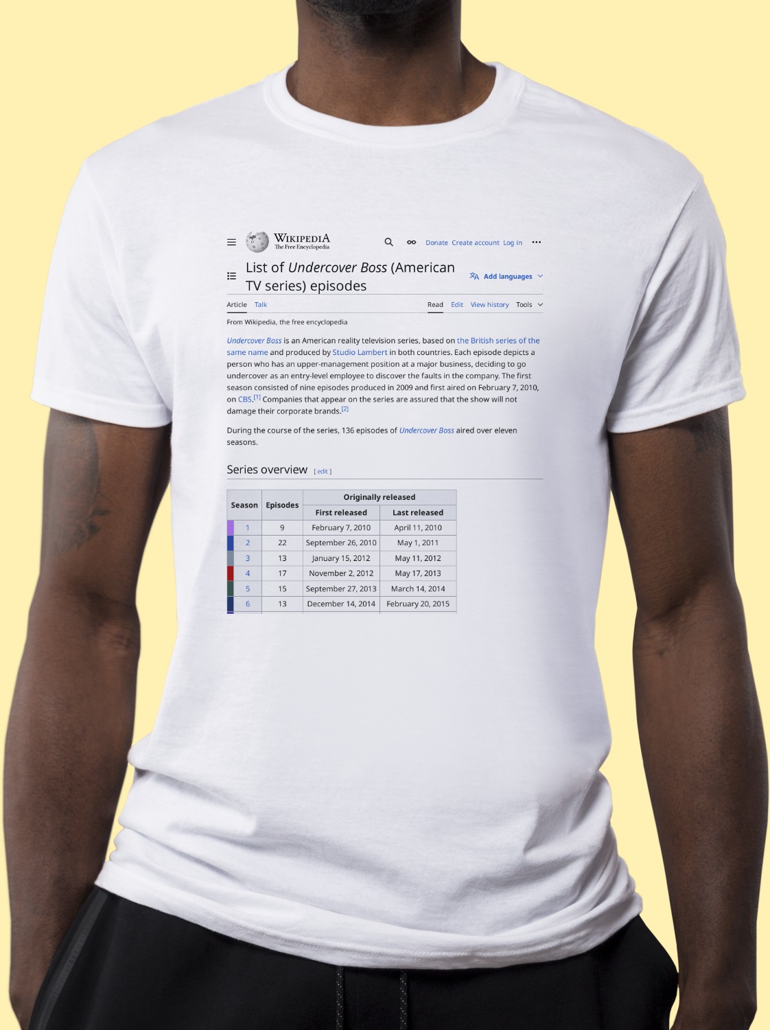 List_of_Undercover_Boss_(American_TV_series)_episodes Wikipedia Shirt
