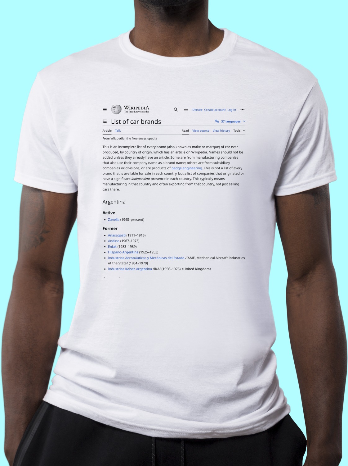 List_of_car_brands Wikipedia Shirt