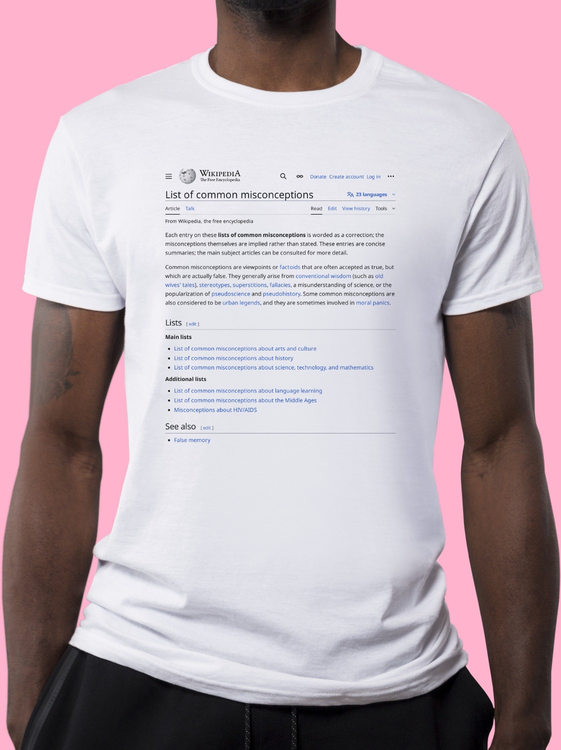 List_of_common_misconceptions Wikipedia Shirt