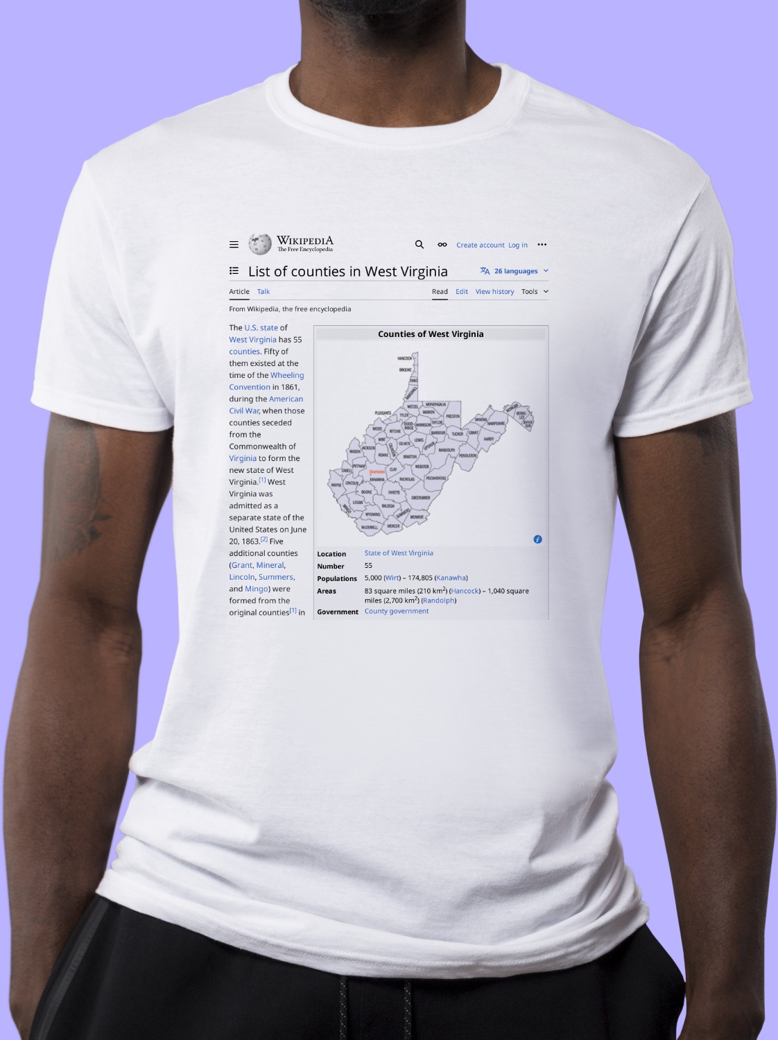 List_of_counties_in_West_Virginia Wikipedia Shirt