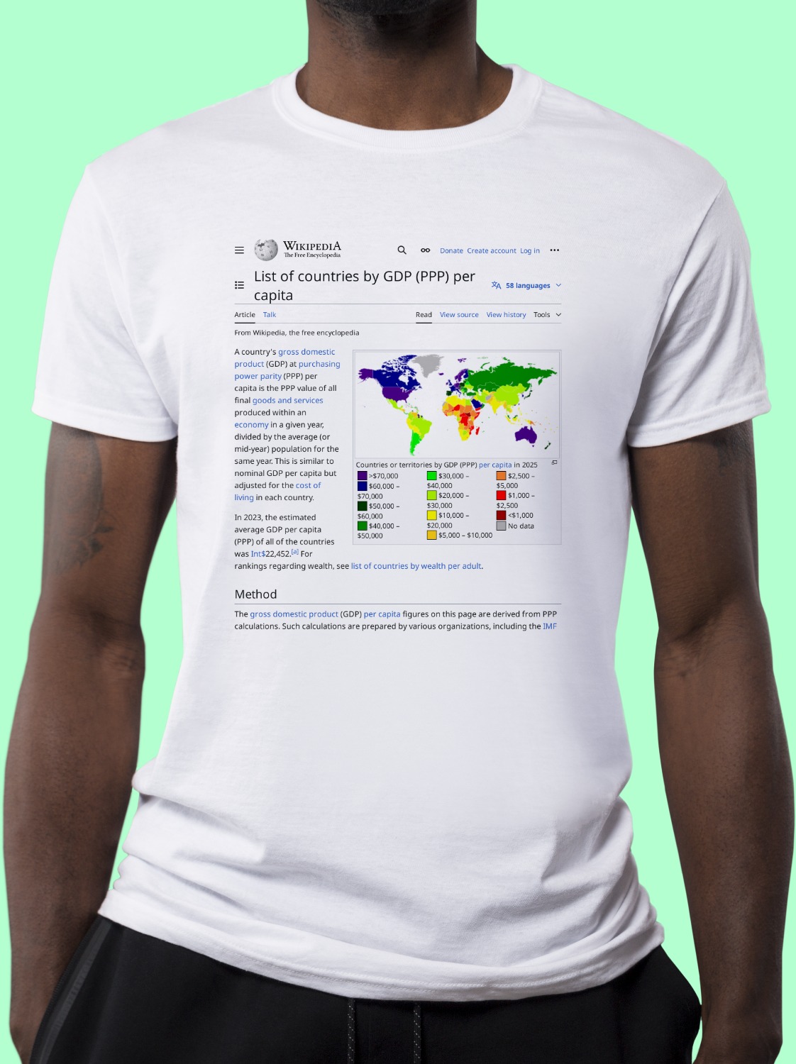 List_of_countries_by_GDP_(PPP)_per_capita Wikipedia Shirt