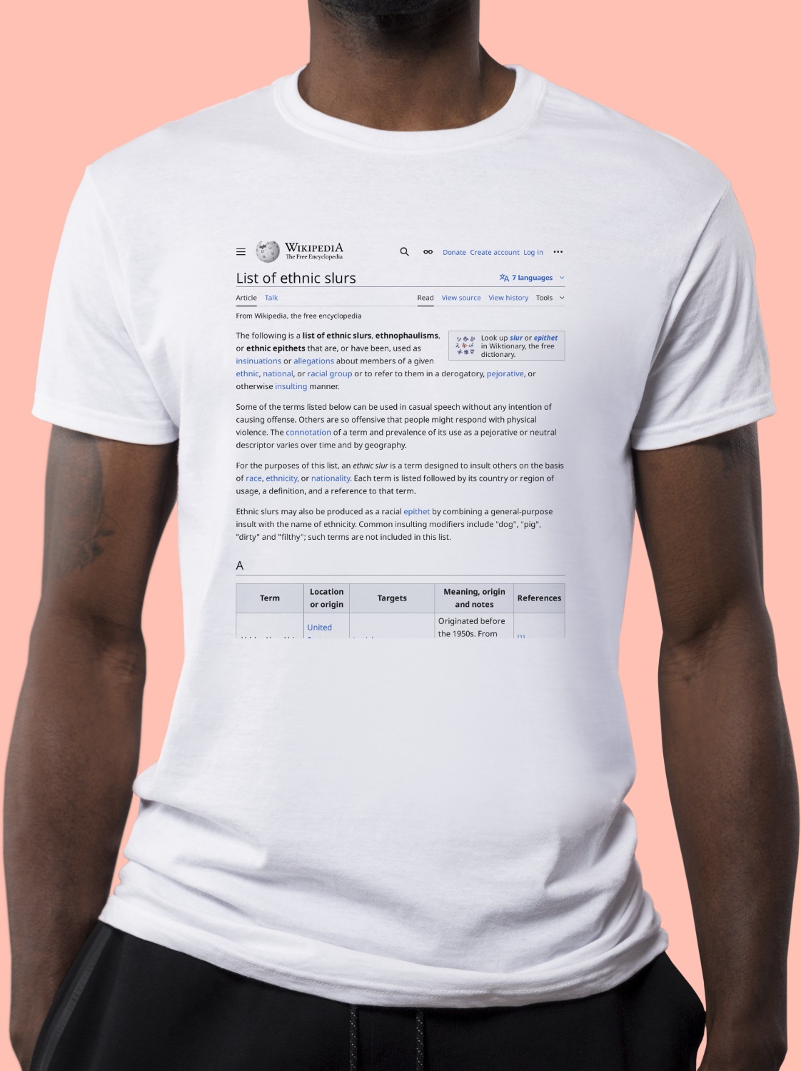 List_of_ethnic_slurs Wikipedia Shirt