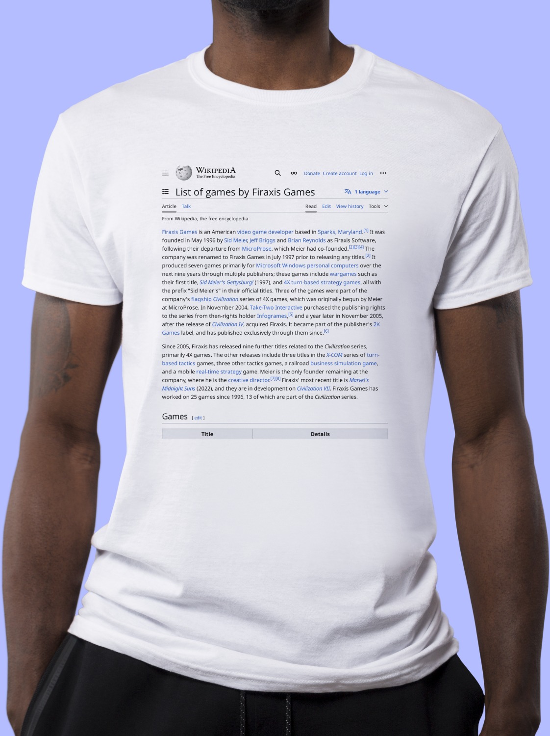 List_of_games_by_Firaxis_Games Wikipedia Shirt