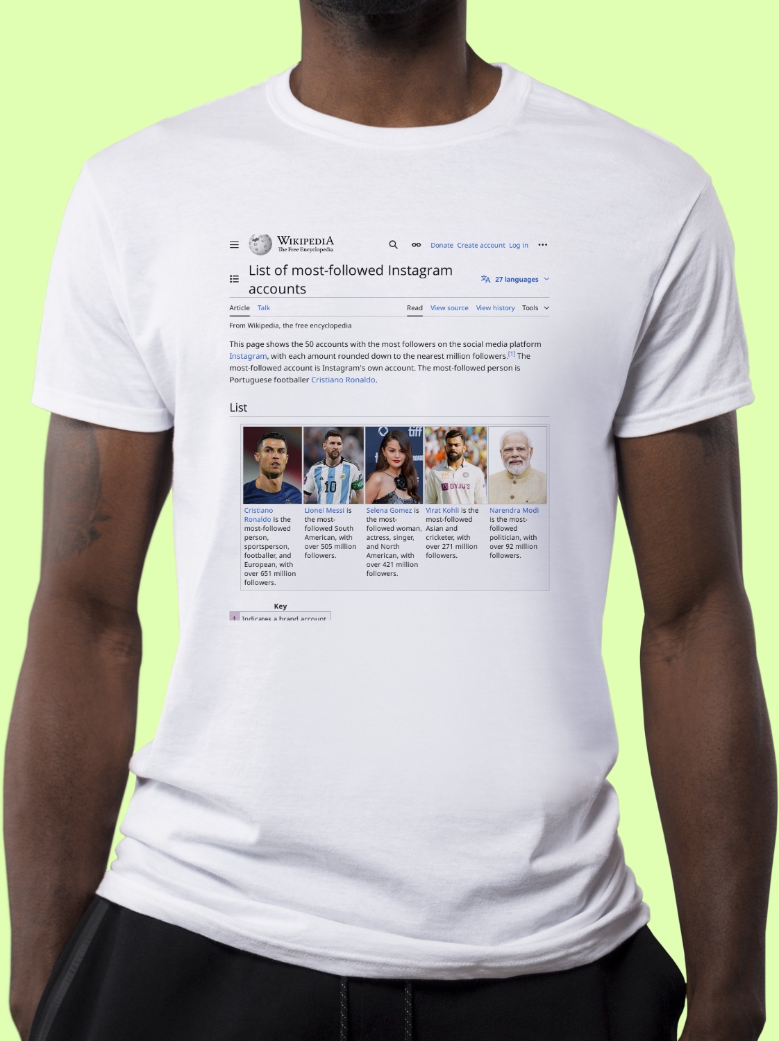 List_of_most-followed_Instagram_accounts Wikipedia Shirt