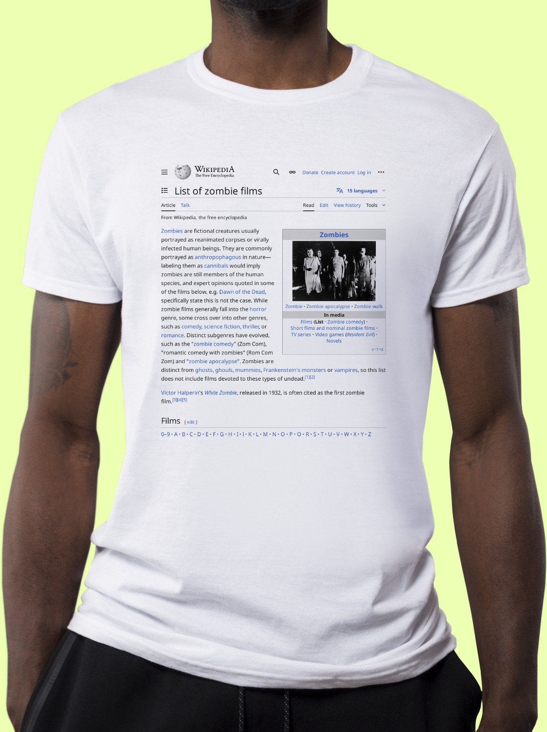 List_of_zombie_films Wikipedia Shirt