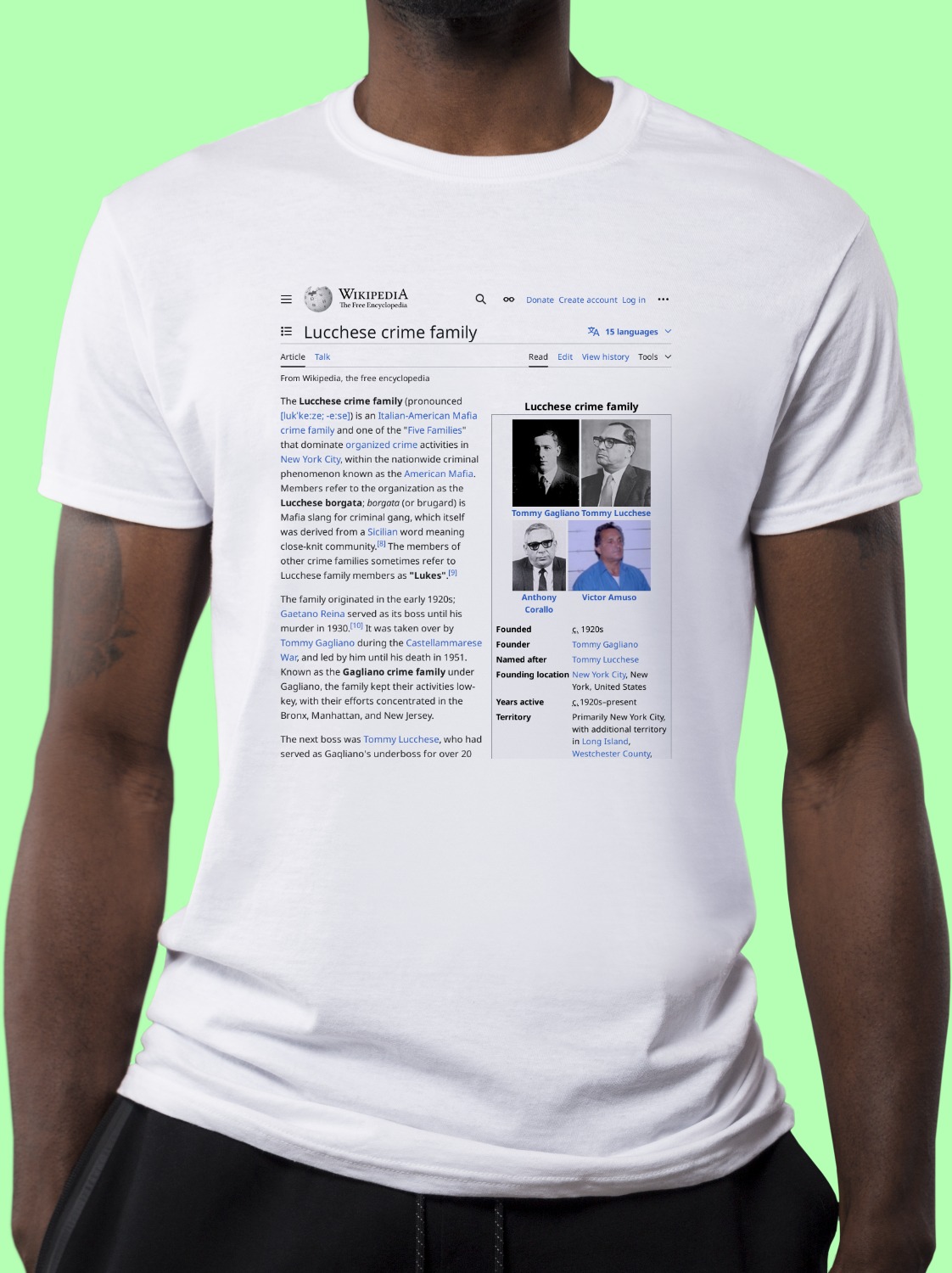 Lucchese_crime_family Wikipedia Shirt