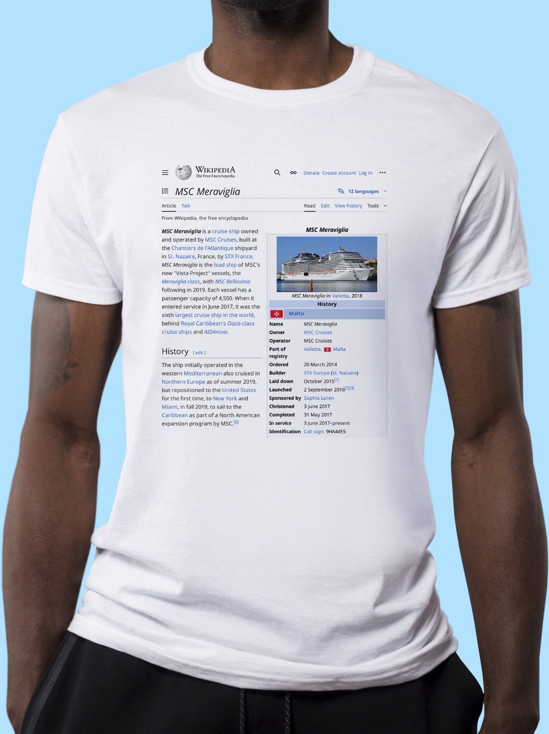 MSC_Meraviglia Wikipedia Shirt