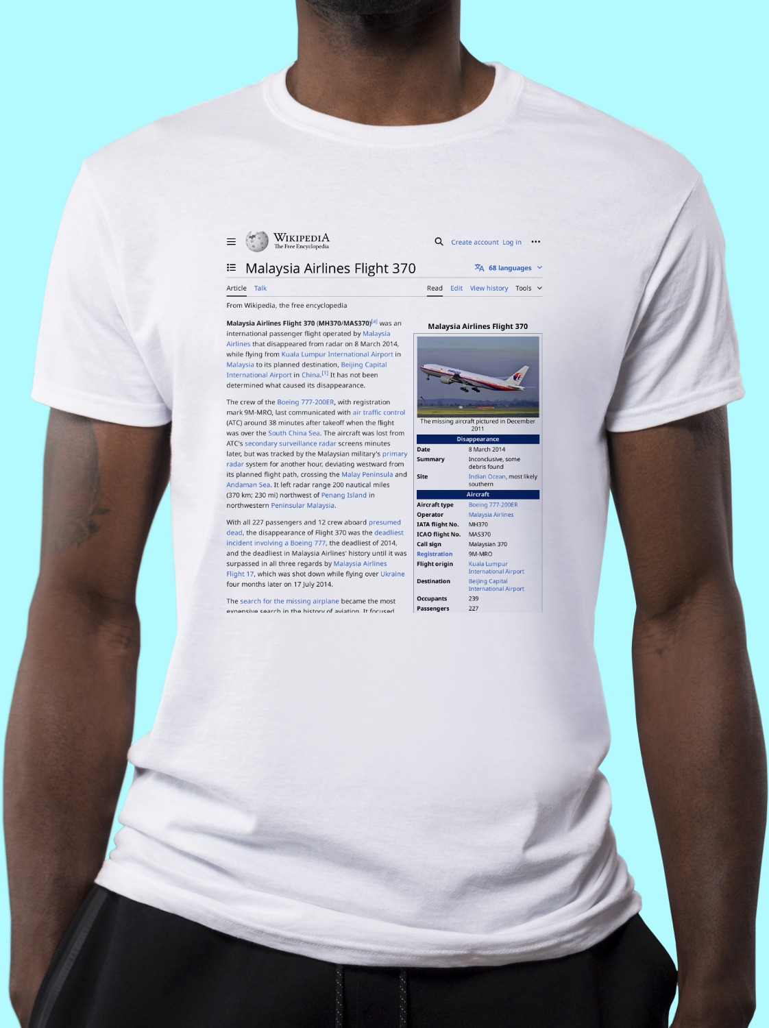 Malaysia_Airlines_Flight_370 Wikipedia Shirt