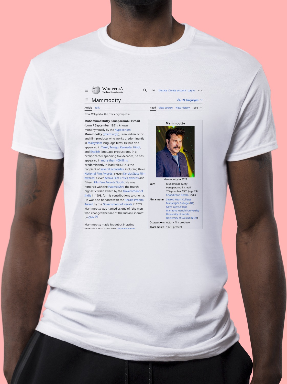 Mammootty Wikipedia Shirt