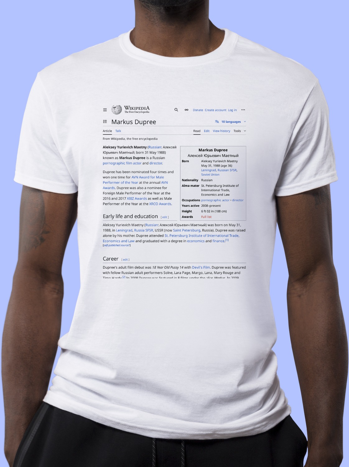 Markus_Dupree Wikipedia Shirt