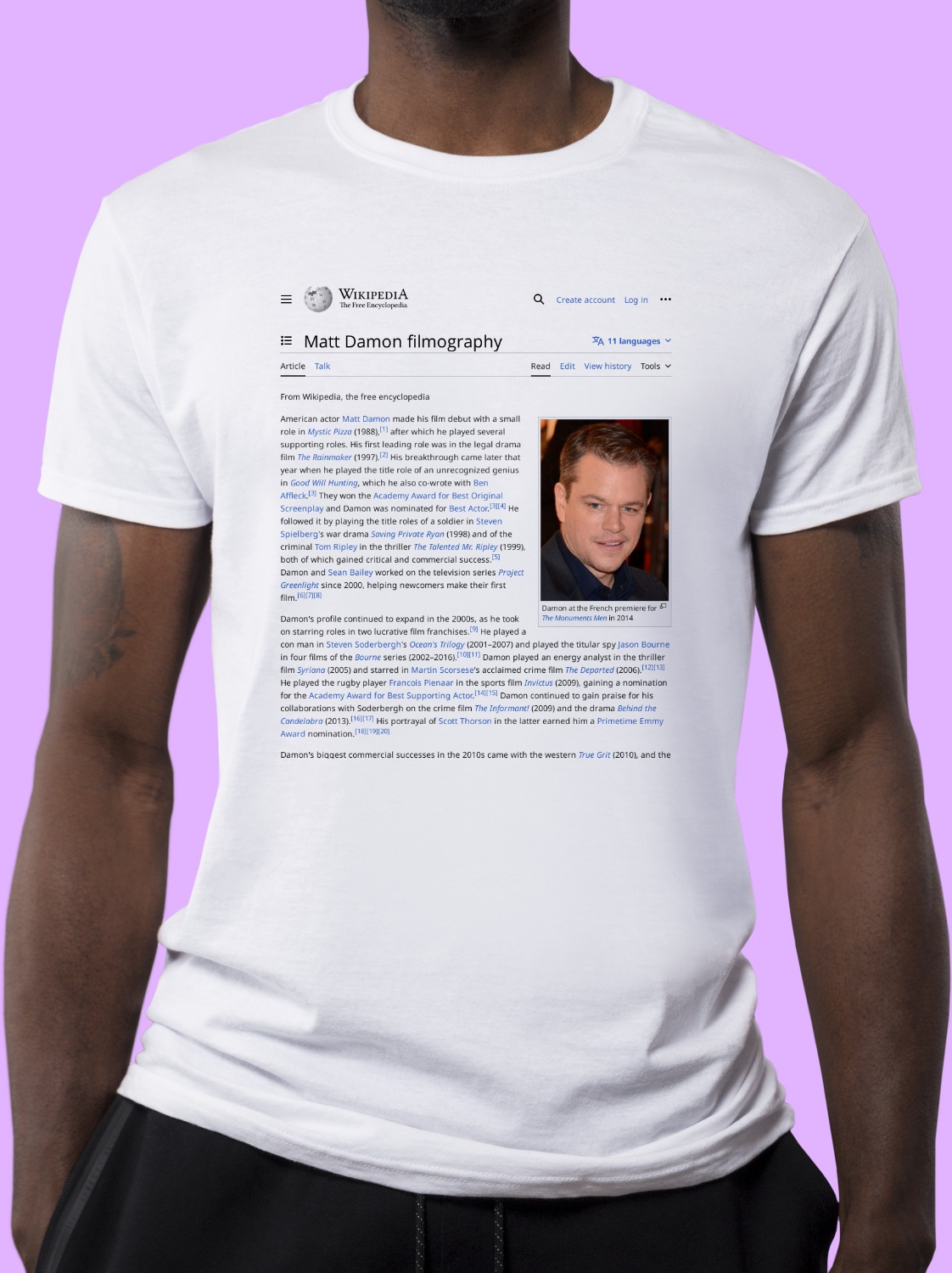 Matt_Damon_filmography Wikipedia Shirt