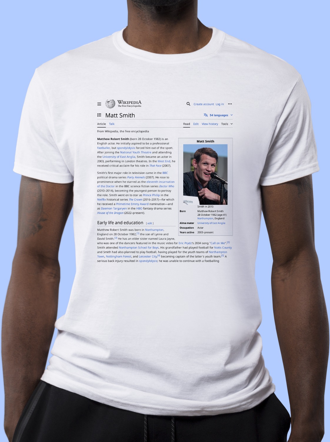 Matt_Smith_(actor) Wikipedia Shirt