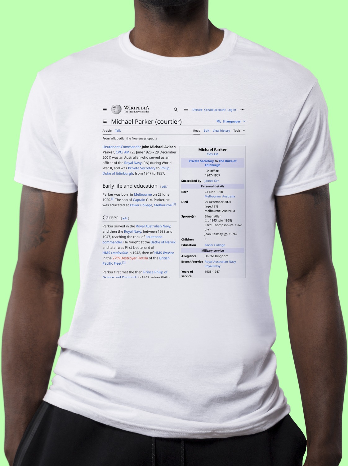 Michael_Parker_(courtier) Wikipedia Shirt
